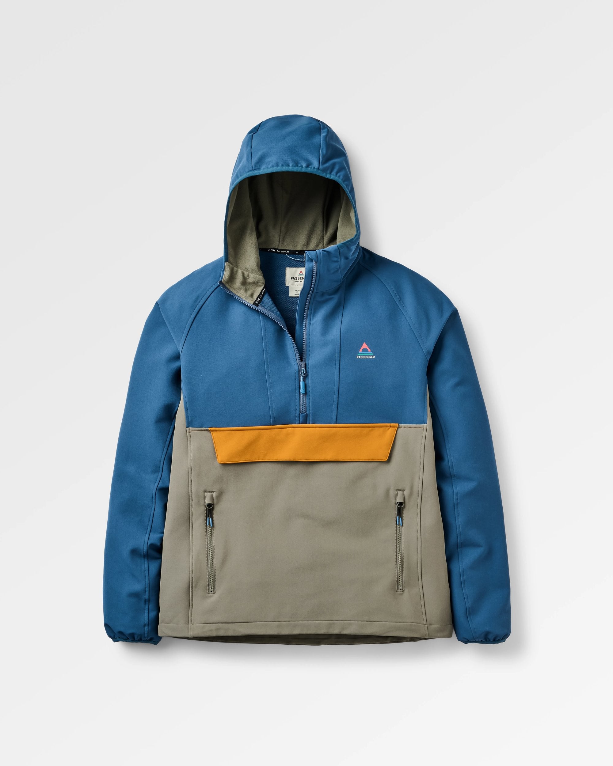 Roamer Recycled Softshell Jacket - Dark Denim/ Dusty Olive - Flatlay