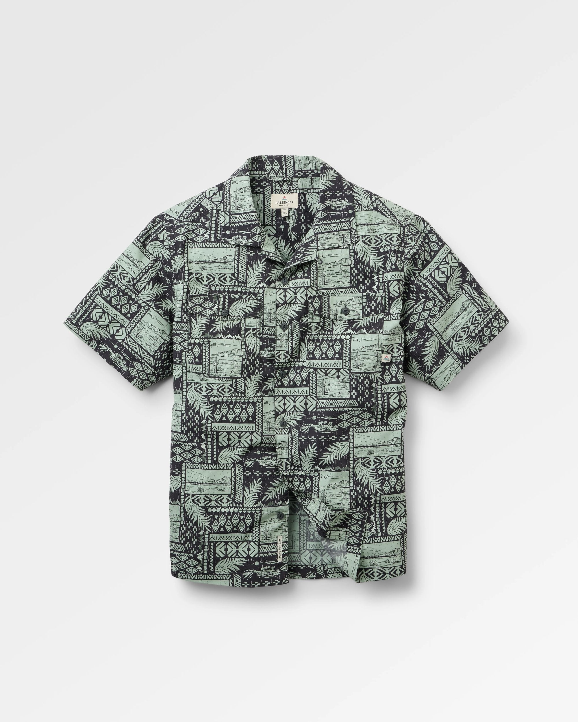 Acreage Organic Cotton Shirt - Patchwork Faded Black - Flatlay