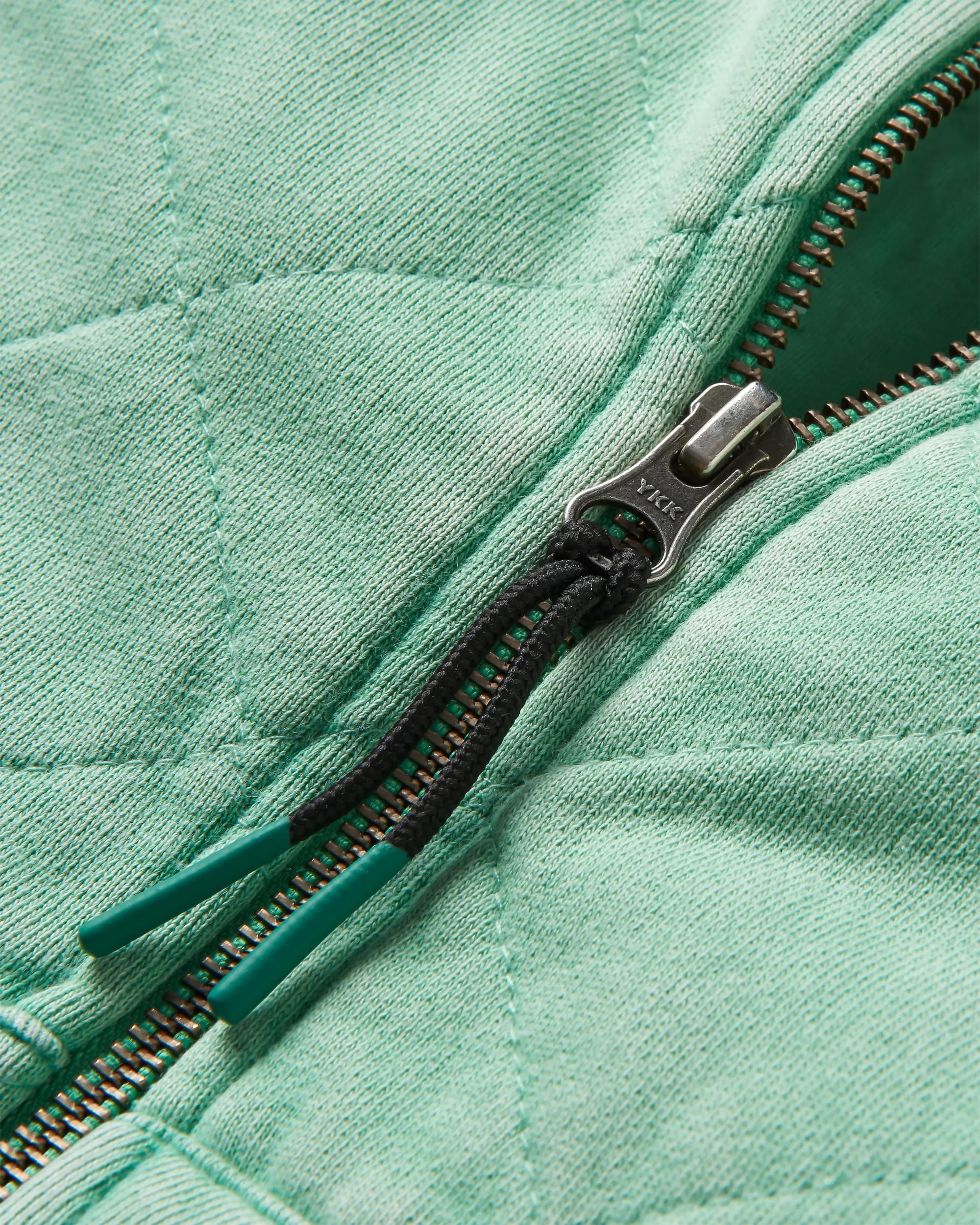 Clementine Quilted Zip-Through - Green Spruce - Flatlay