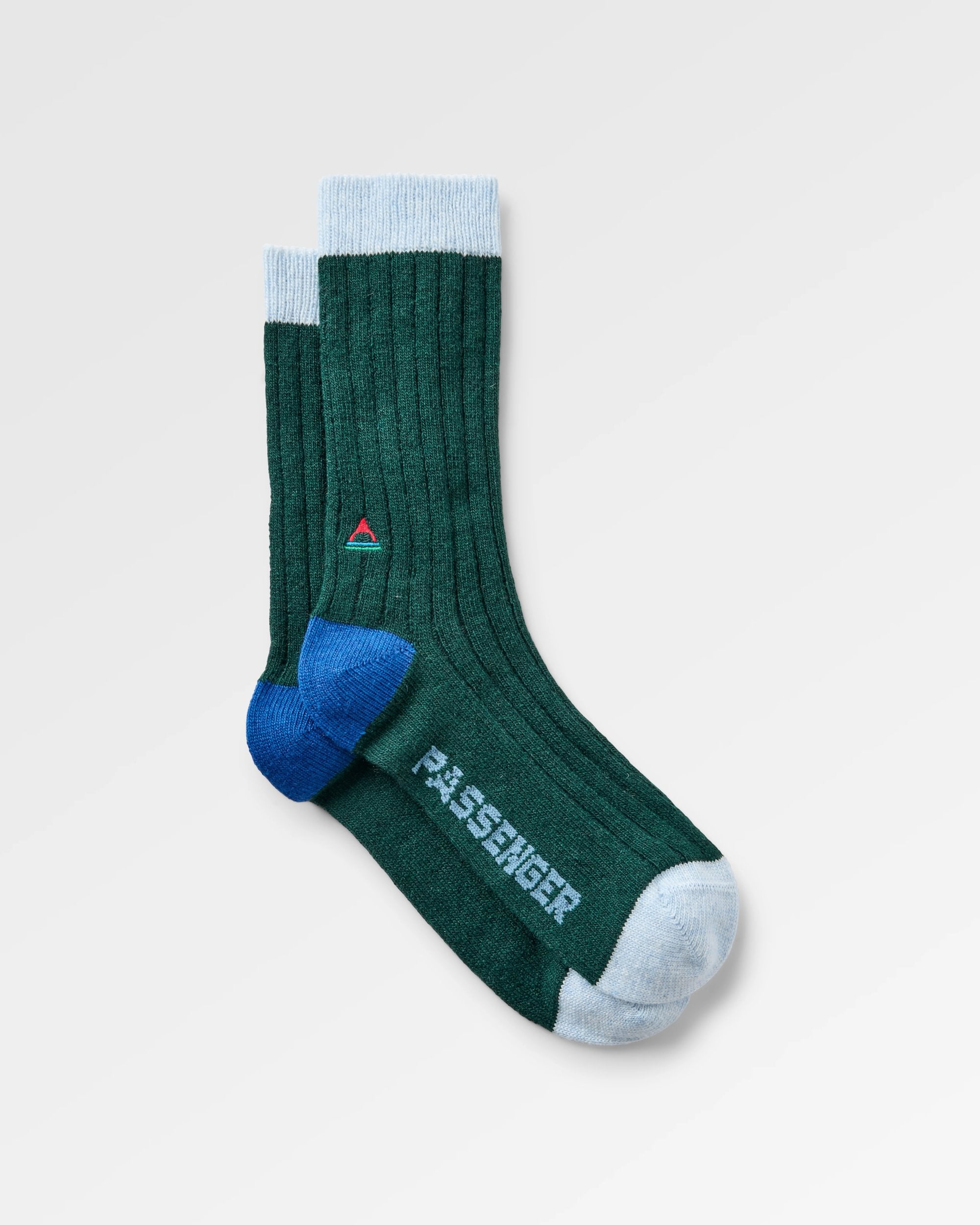 Koa Recycled Crew Sock - Dark Fern - Flatlay