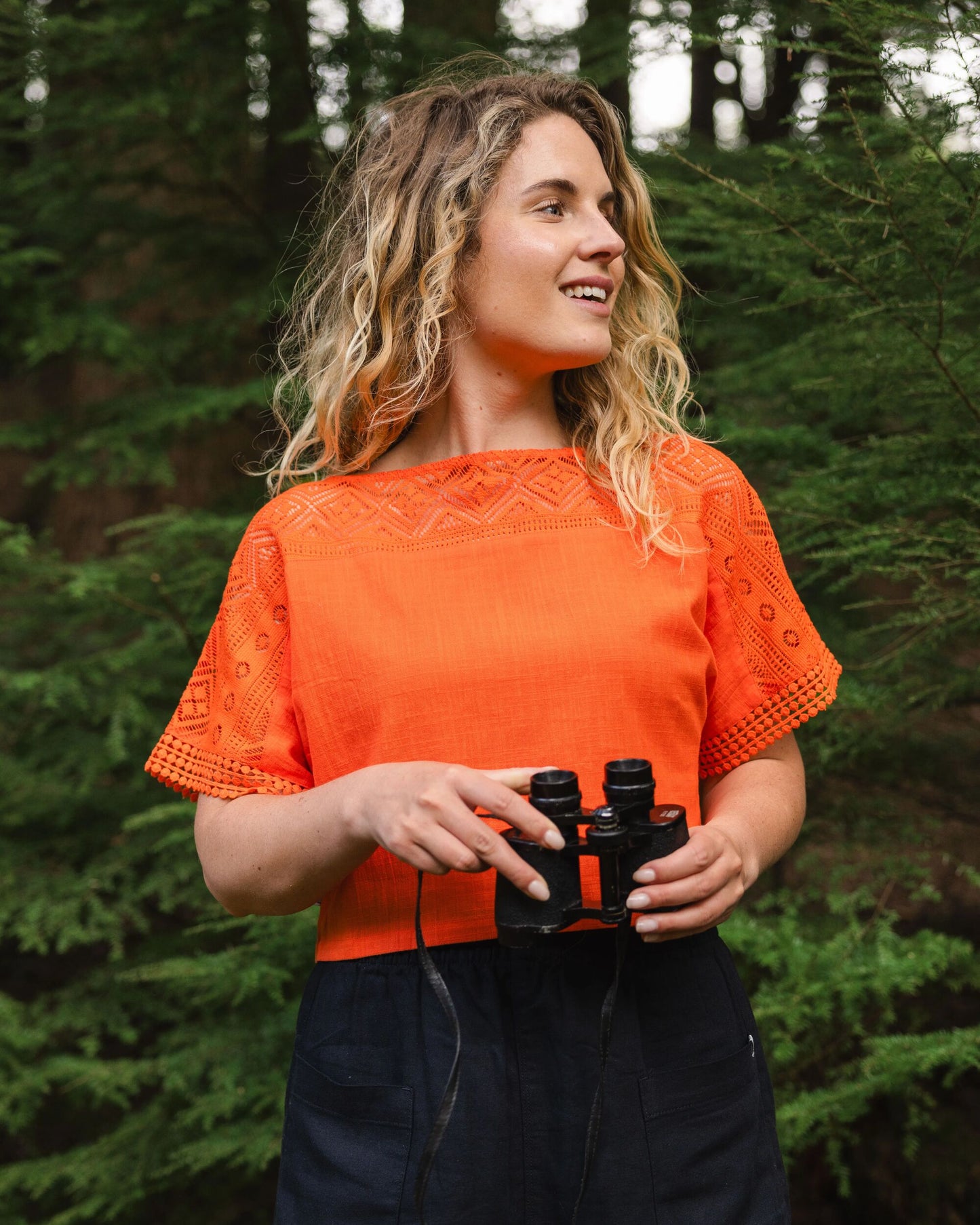 Flurry Woven Top - Ember Orange - Lifestyle