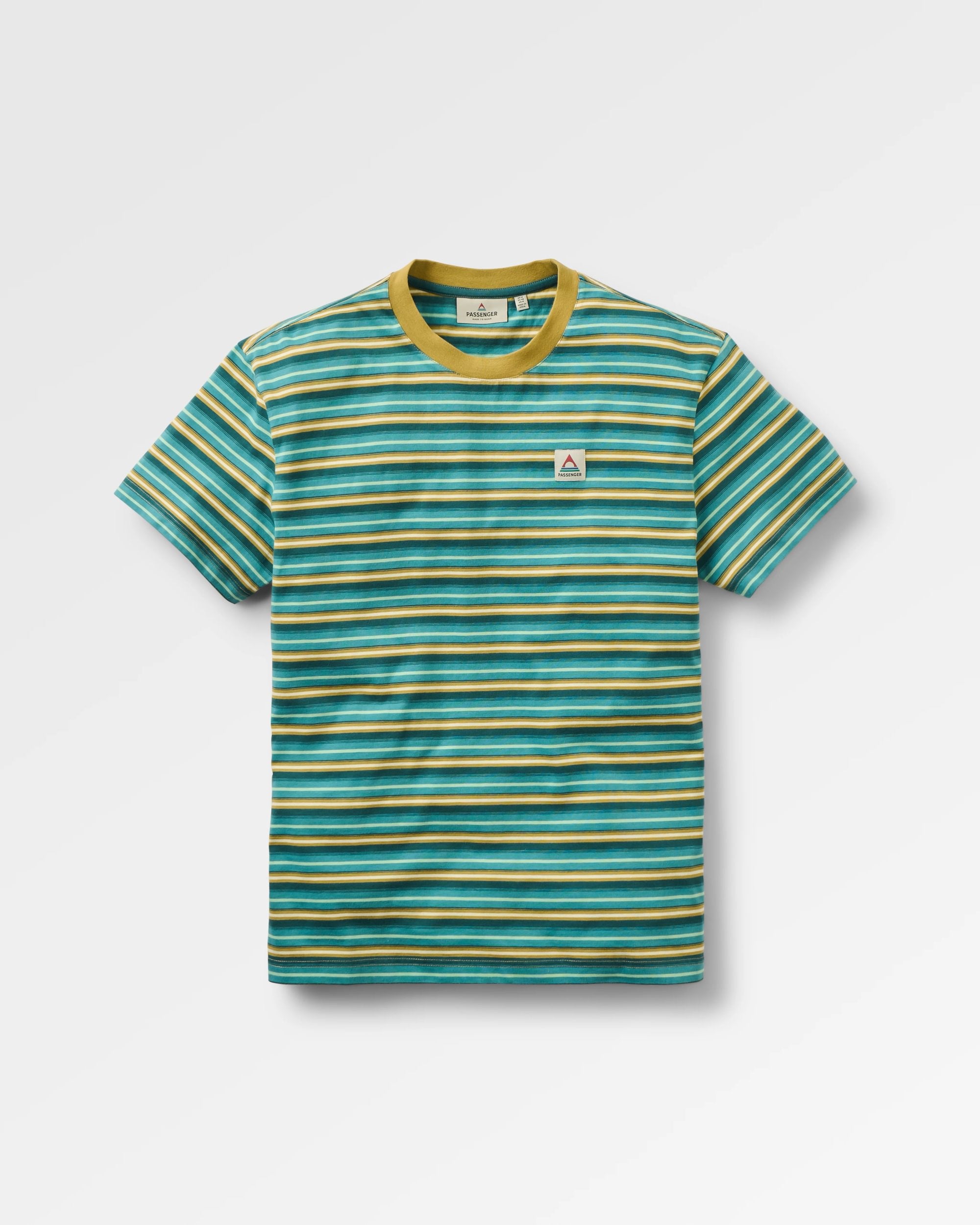 Retro Lockeres T-Shirt – Ocean Teal Multi Stripe