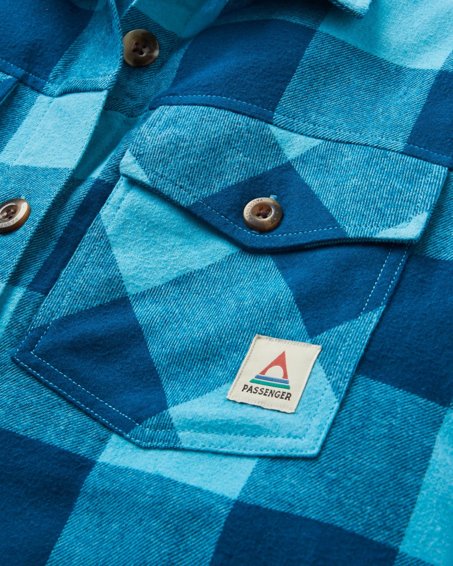 Stella Organic Cotton LS Shirt - Retro Blue Check - Flatlay