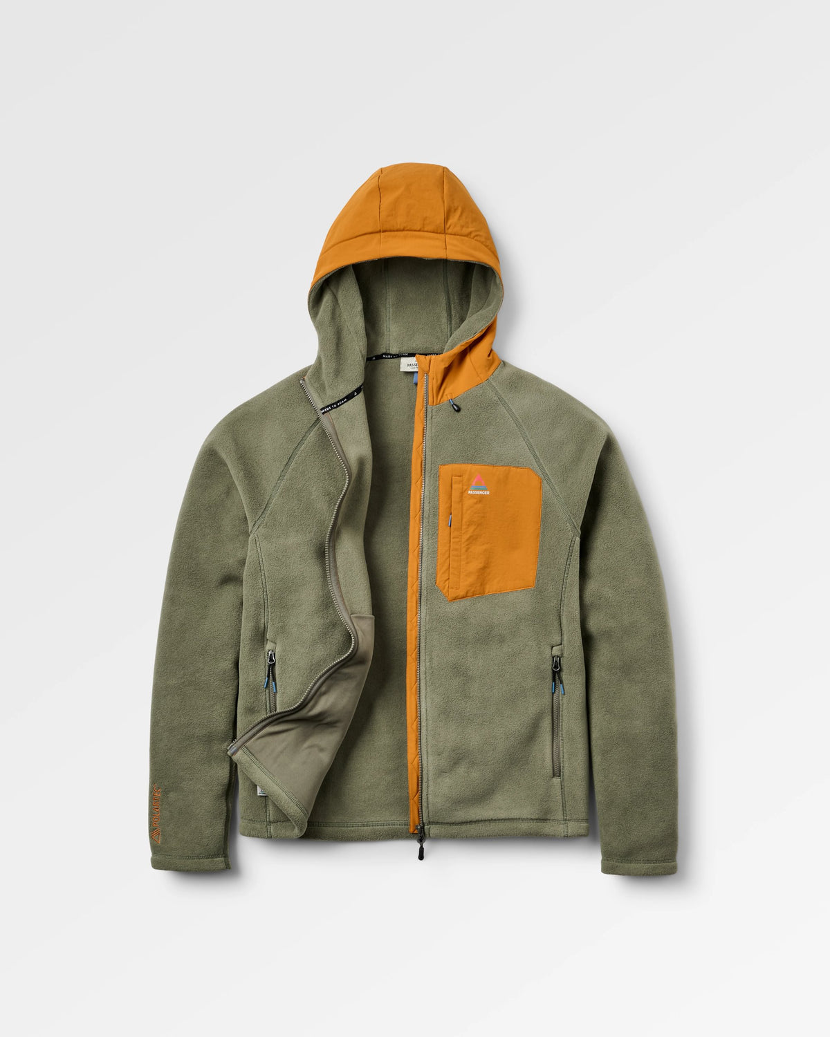 Sierrascape Men's Polartec® Fleece Hoodie - Dusty Olive - Flatlay