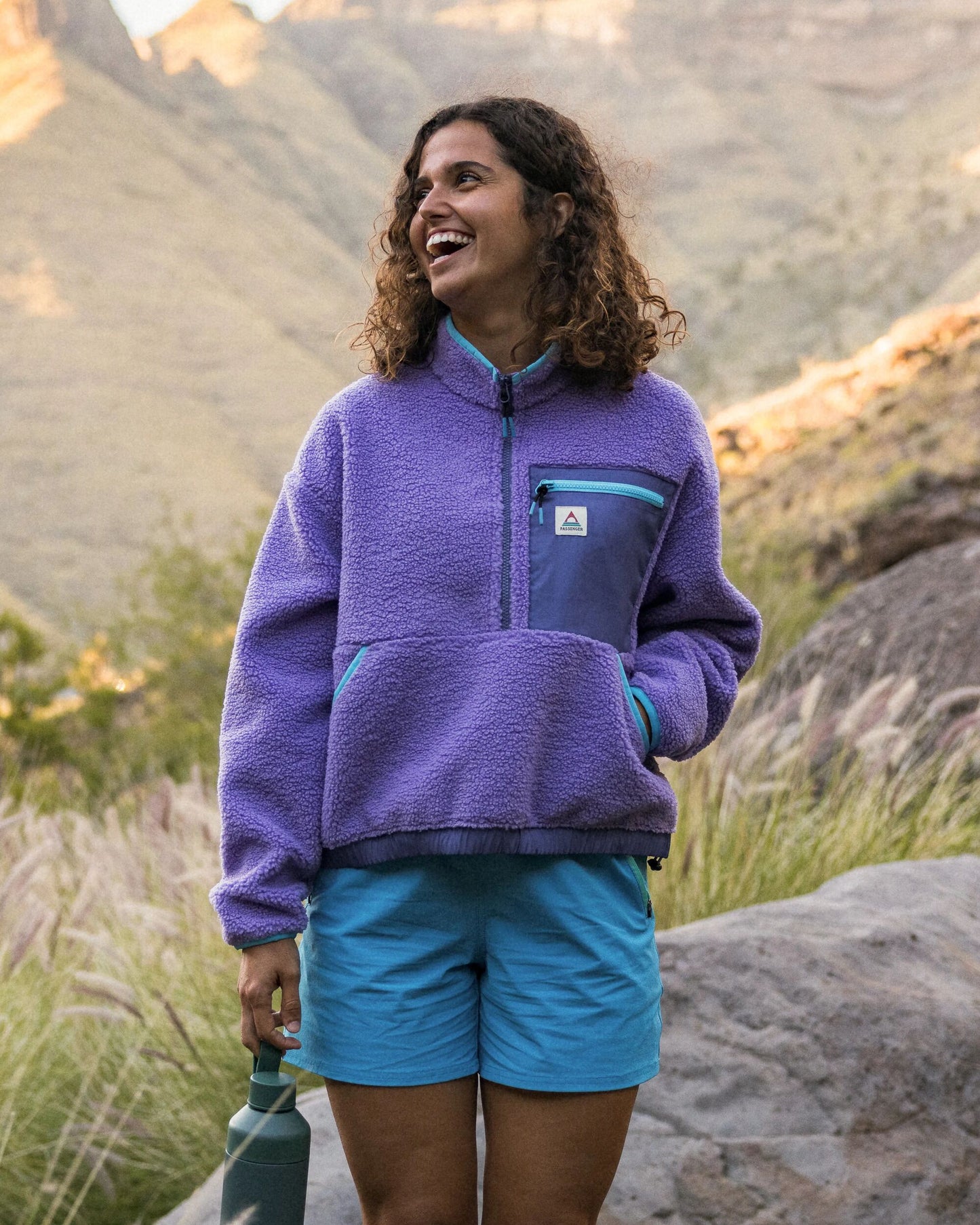 Ravi Recycled Sherpa Fleece - Retro Purple - Lifestyle