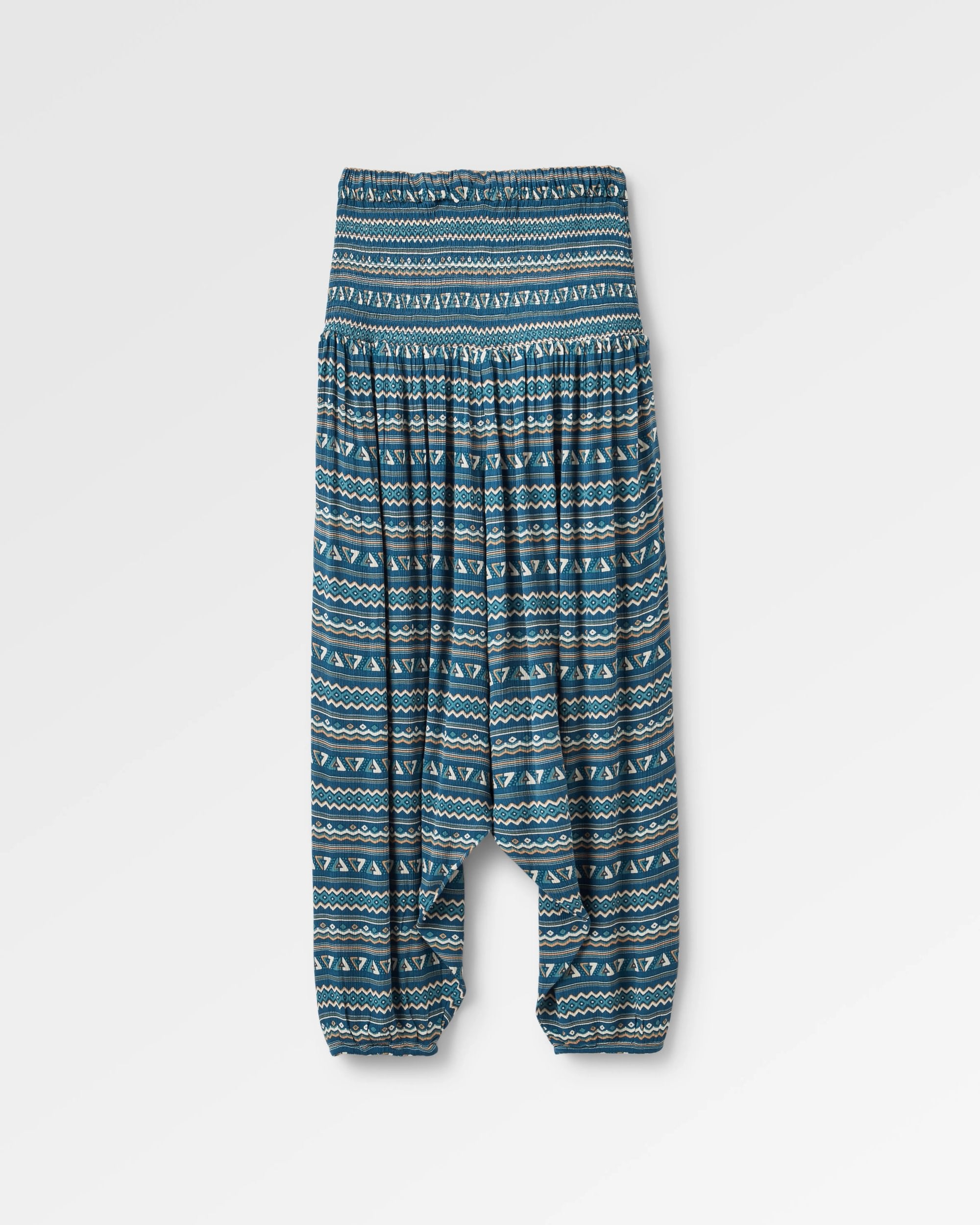 Daylily Loose Trouser - Geo Stripe Dark Denim - Flatlay