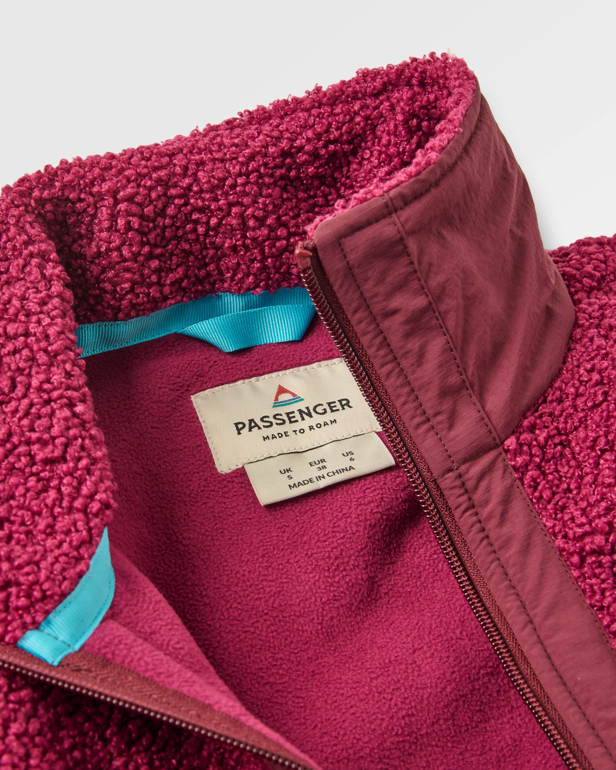 Oak Teddy Long Line Fleece - Fig/Wild Berry - Flatlay