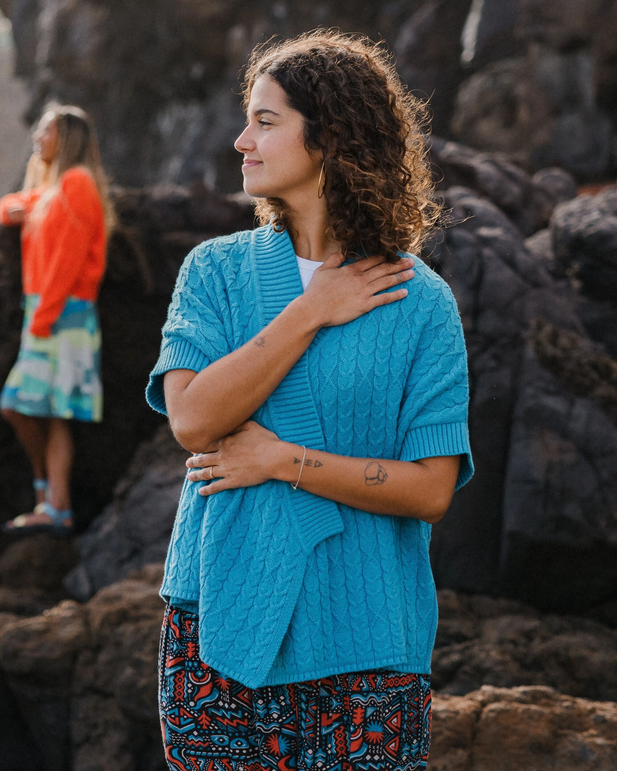 Homely Knitted Cardigan - Bluejay - Lifestyle