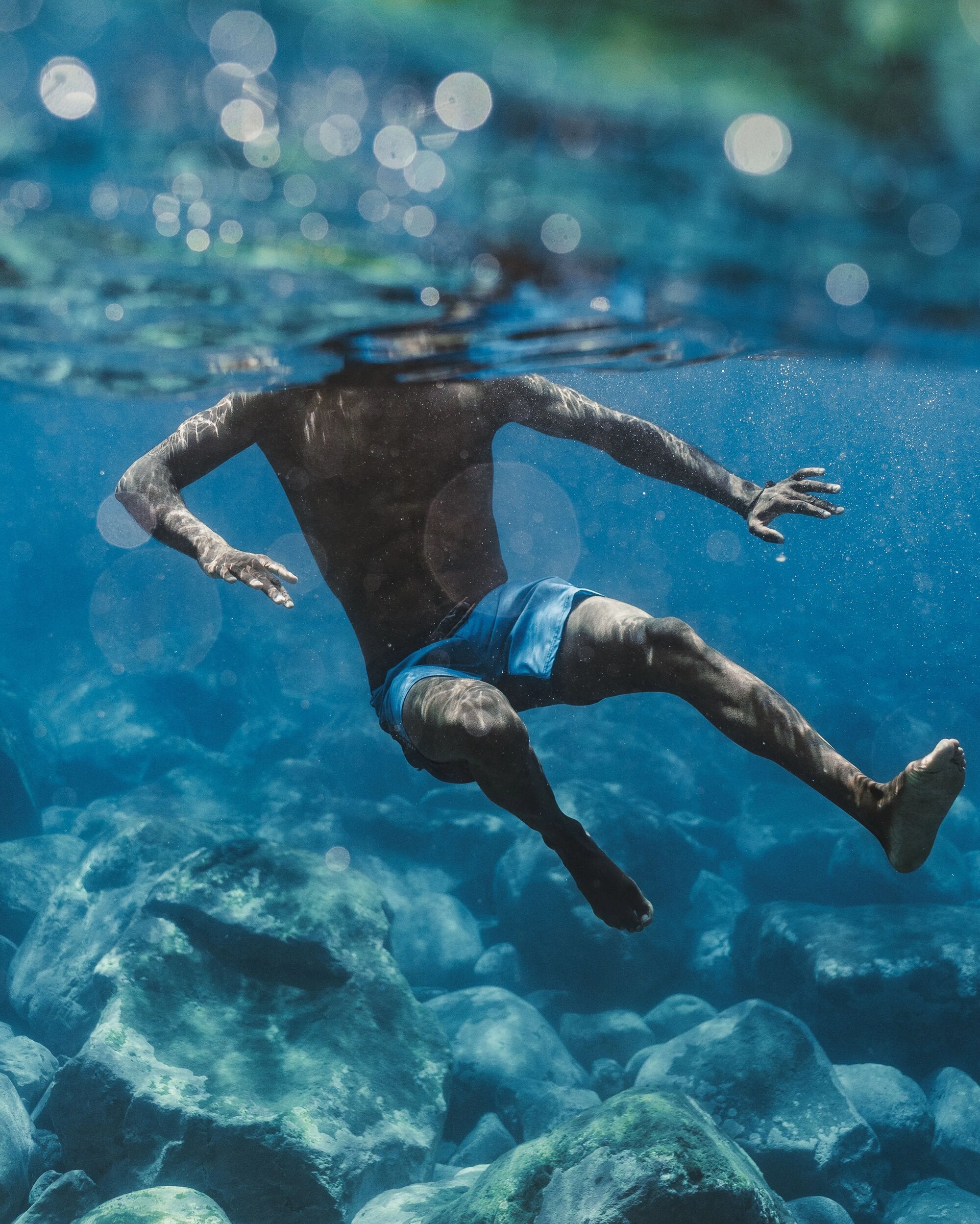 Hollow Recycled Boardshort - Blue Pool - Lifestyle