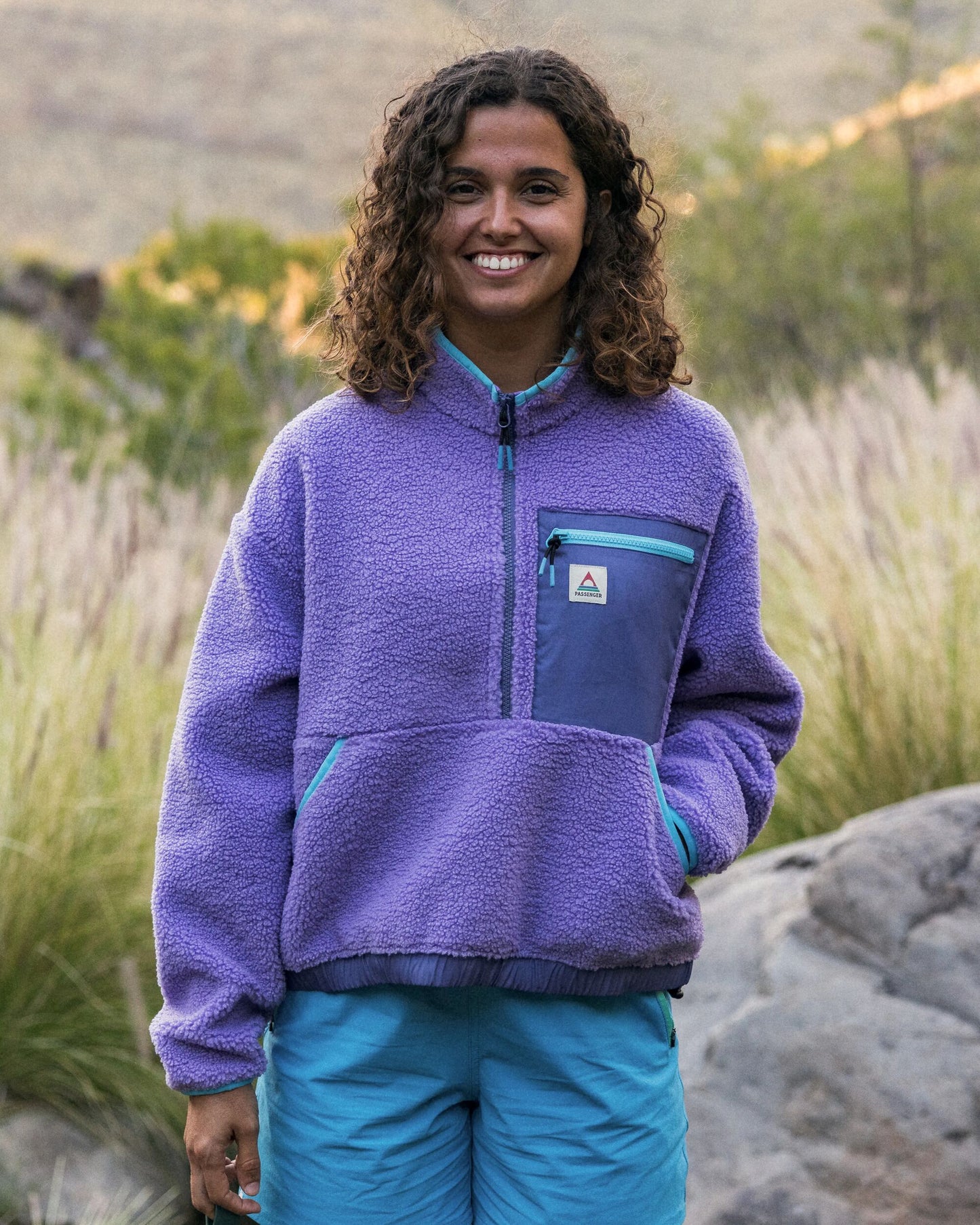 Ravi Recycled Sherpa Fleece - Retro Purple - Lifestyle
