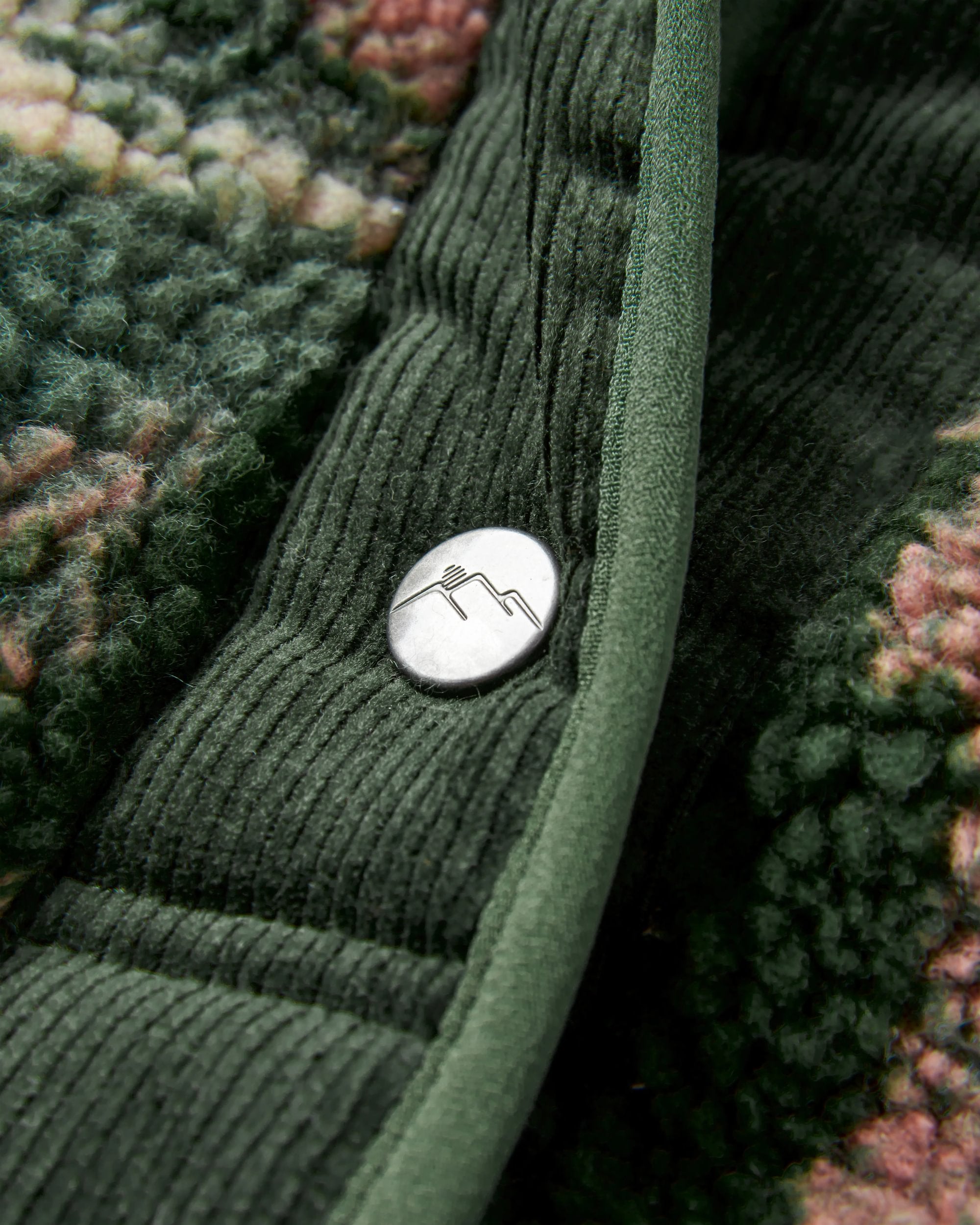 Clover Recycled Cotton-Lined Sherpa Fleece - Abstract Mountain Fir Tree - Flatlay