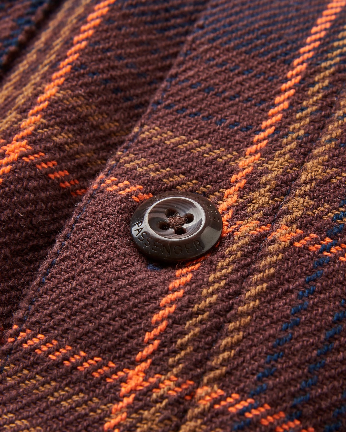 Island Heavy Twill Shirt - Rich Navy/Espresso Check - Flatlay