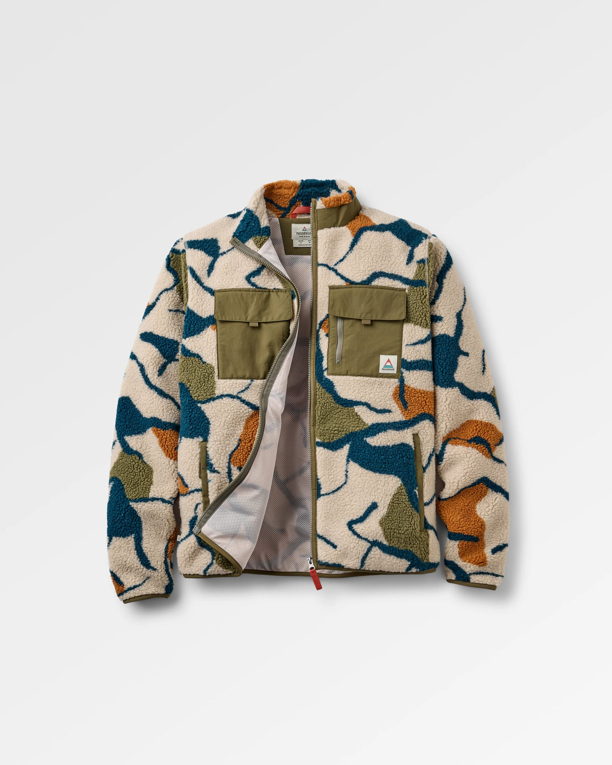 Valiant Deep Pile Fleece - Abstract Trails Pebble Grey - Flatlay