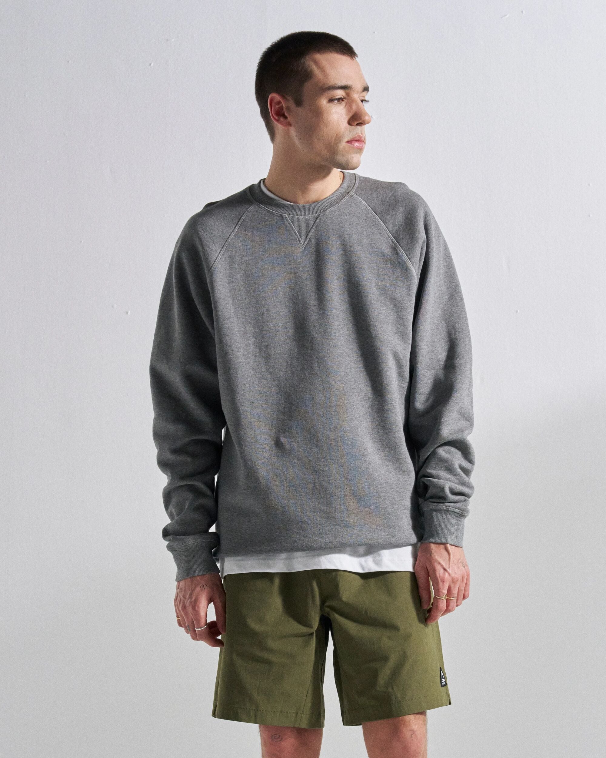 Heritage Men's Sweatshirt - Dark Grey Marl - Studio Model