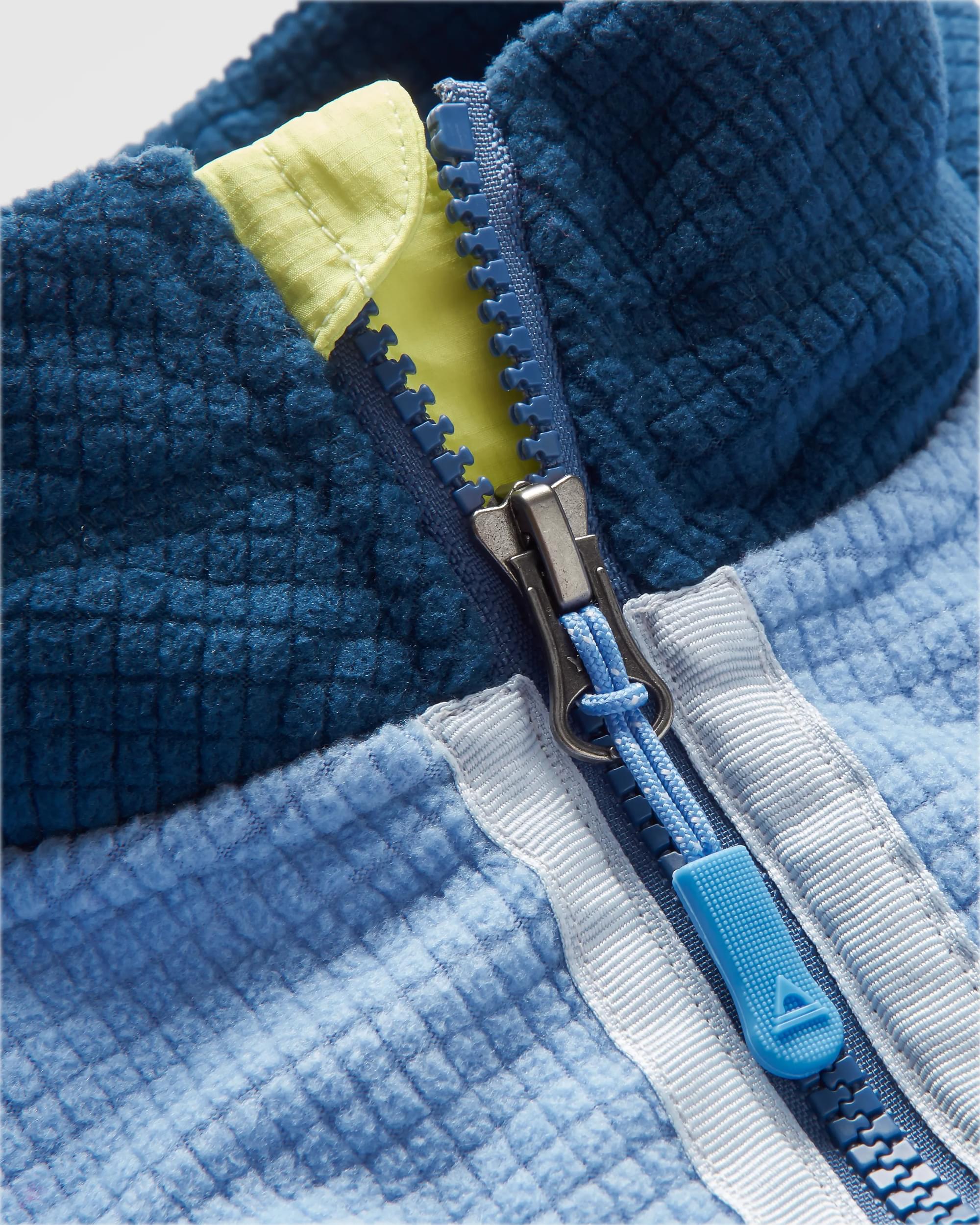 Off Trail Recycled Grid Polar Fleece - Cornflower/Dark Denim - Flatlay