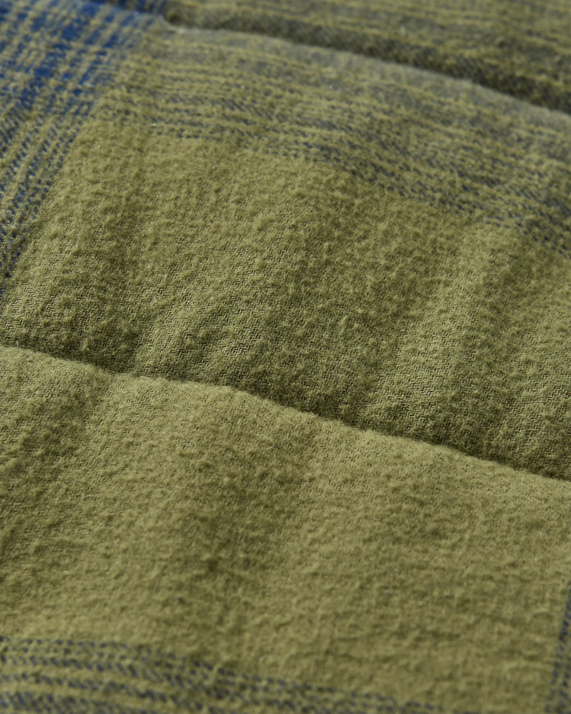 Taranaki Quilted Overshirt - Navy/Khaki Check - Flatlay