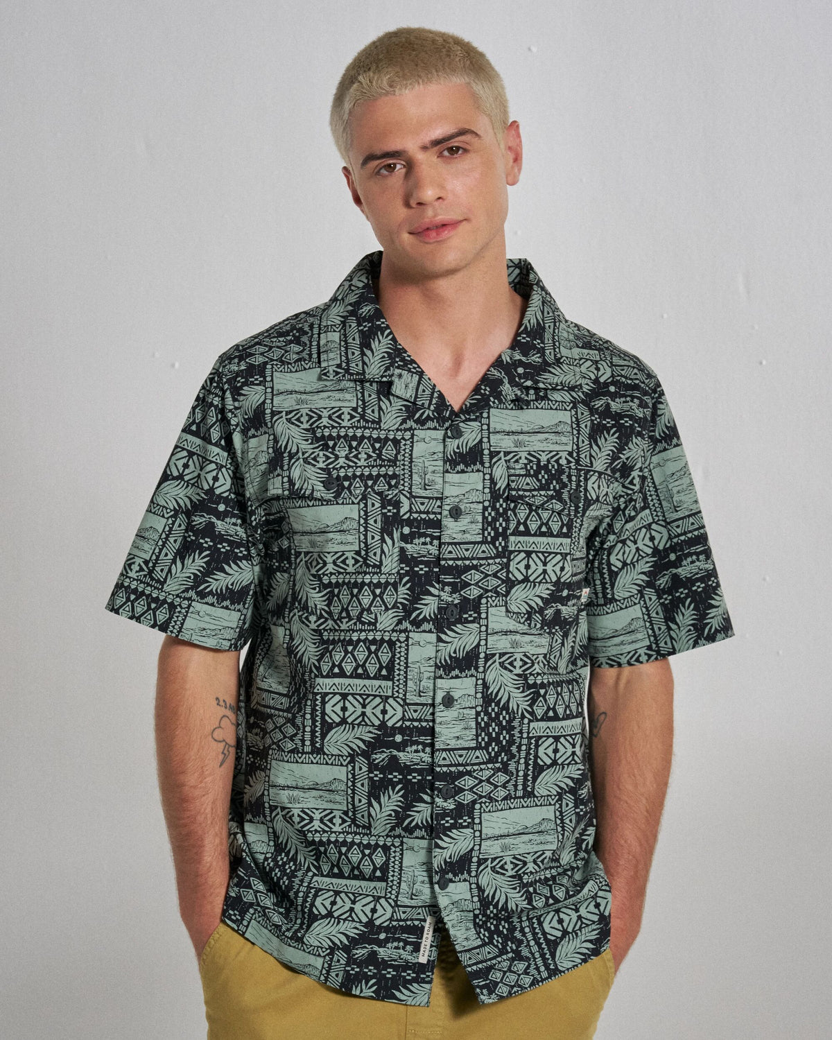 Acreage Shirt - Patchwork Faded Black - Studio Model
