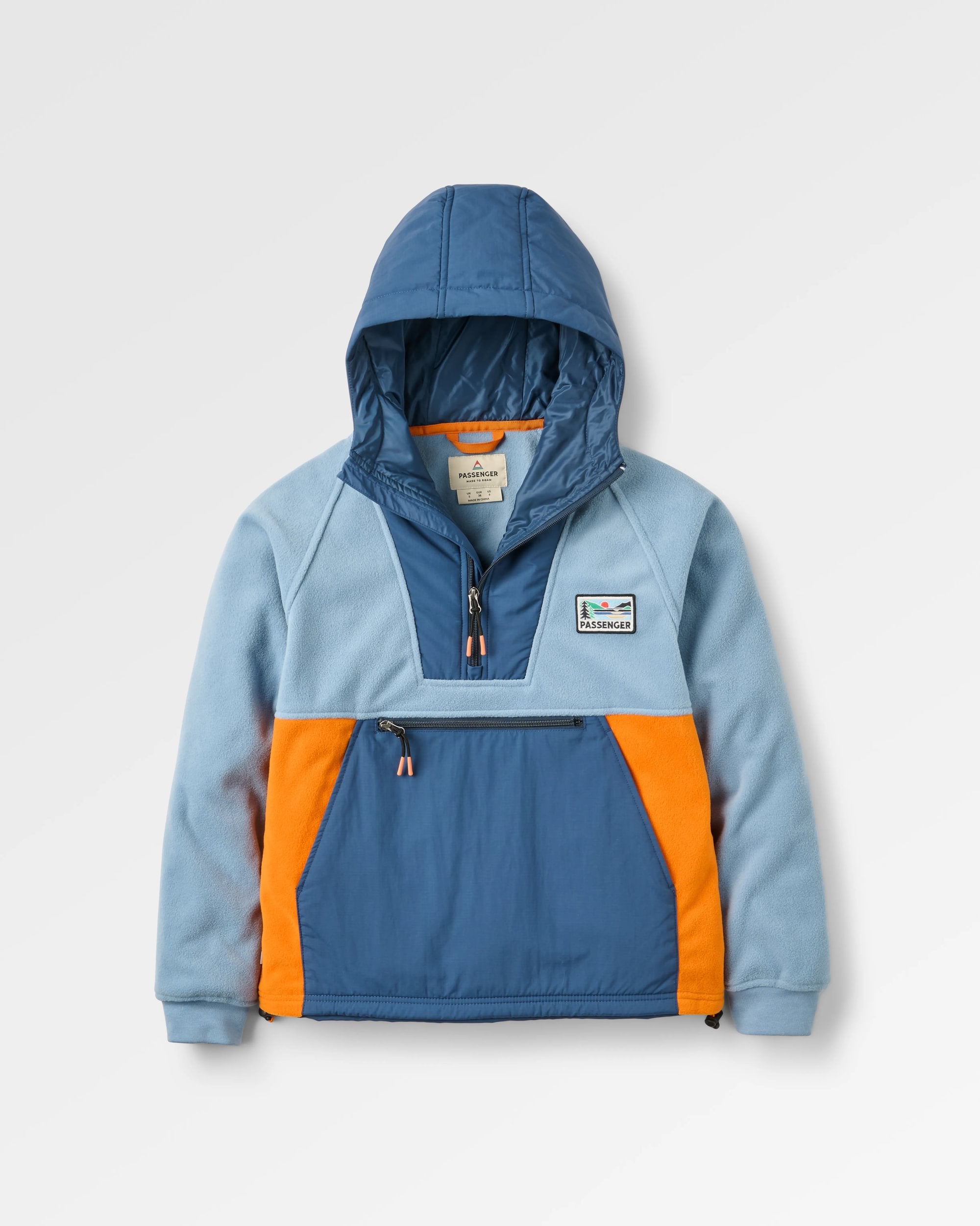 Alexander Recycled Hooded Polar Fleece - Faded Denim - Flatlay