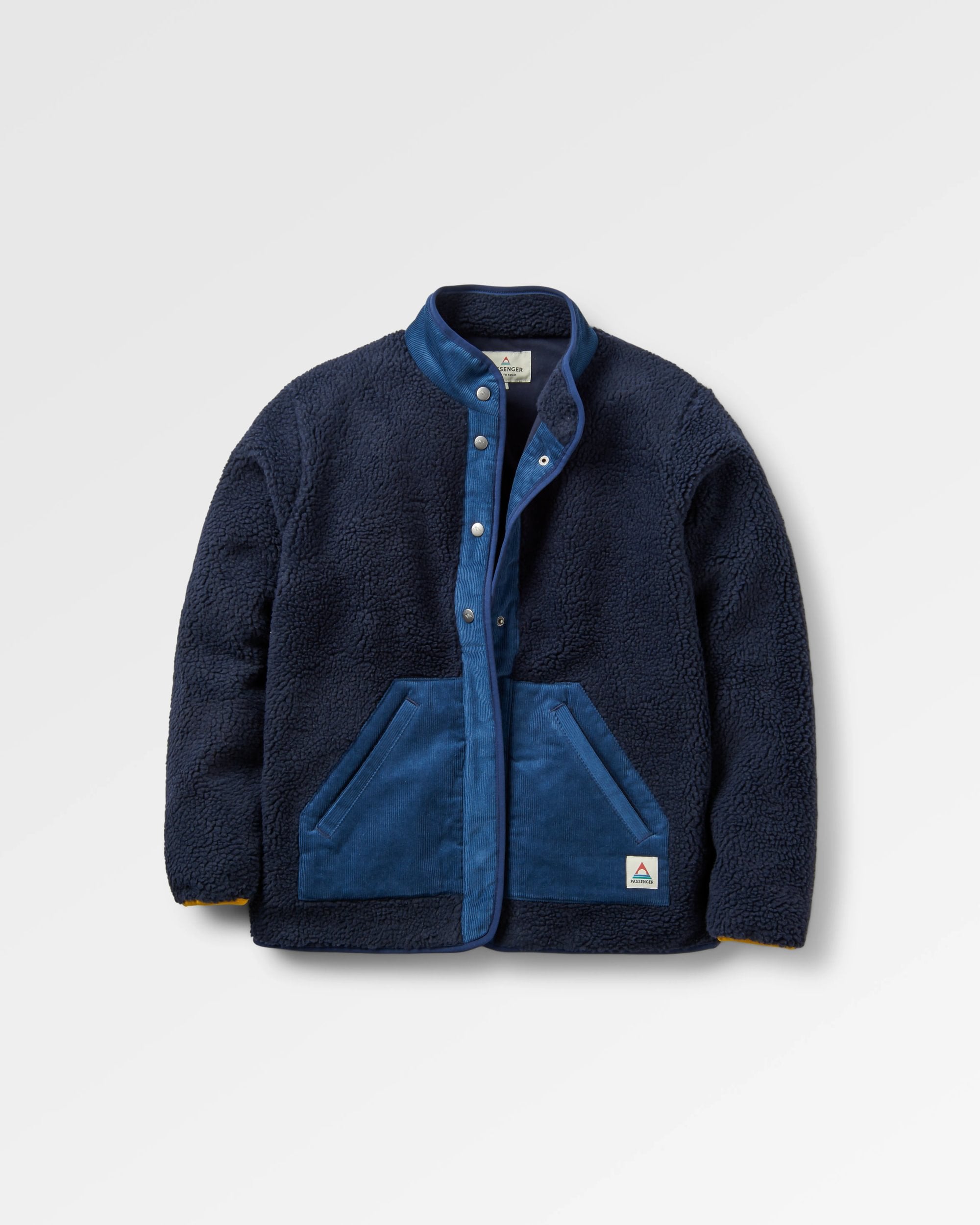 Clover Recycled Cotton-Lined Sherpa Fleece - Deep Navy - Flatlay