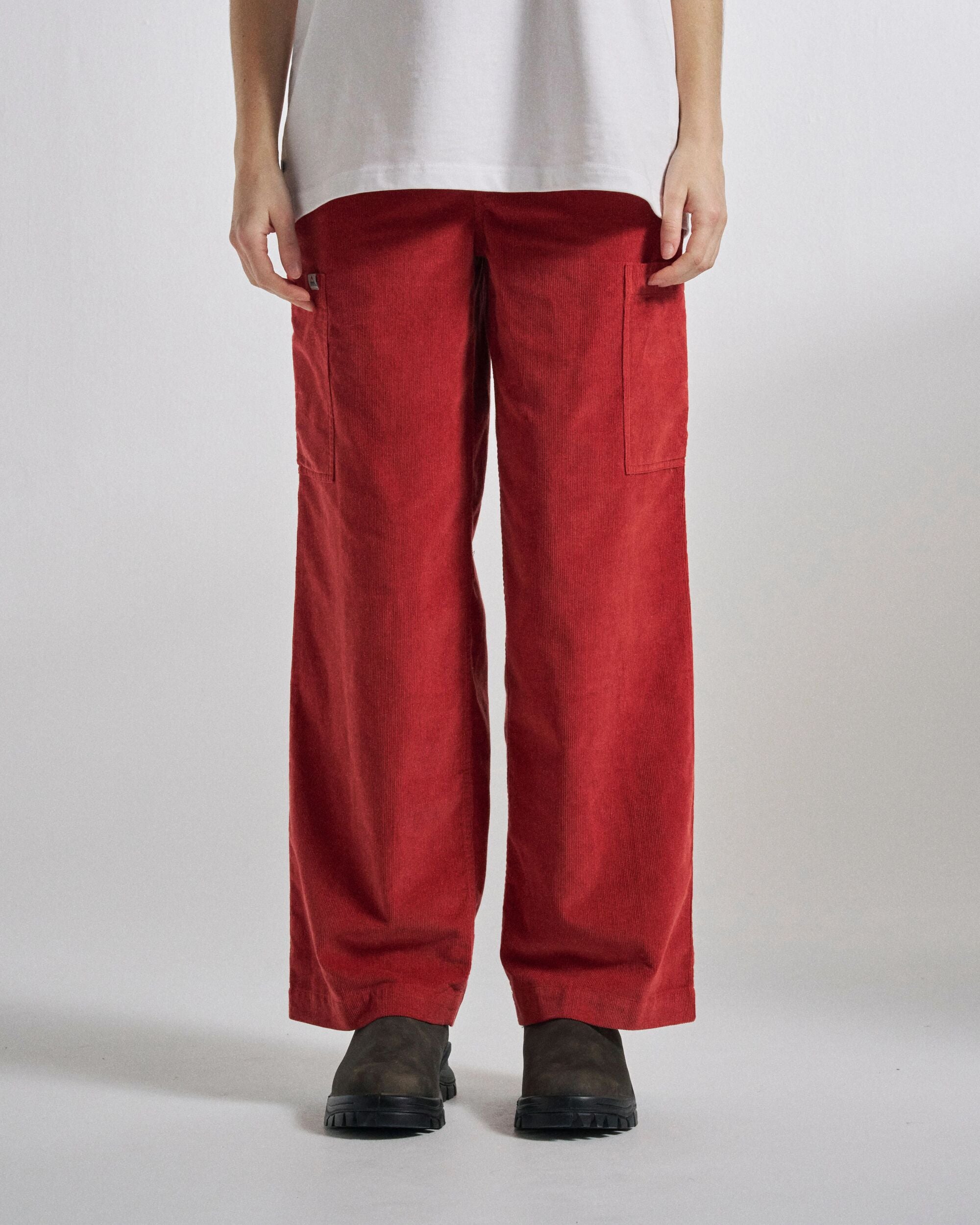 Someday Organic Cotton Corduroy Trouser - Red Ochre - Studio Model