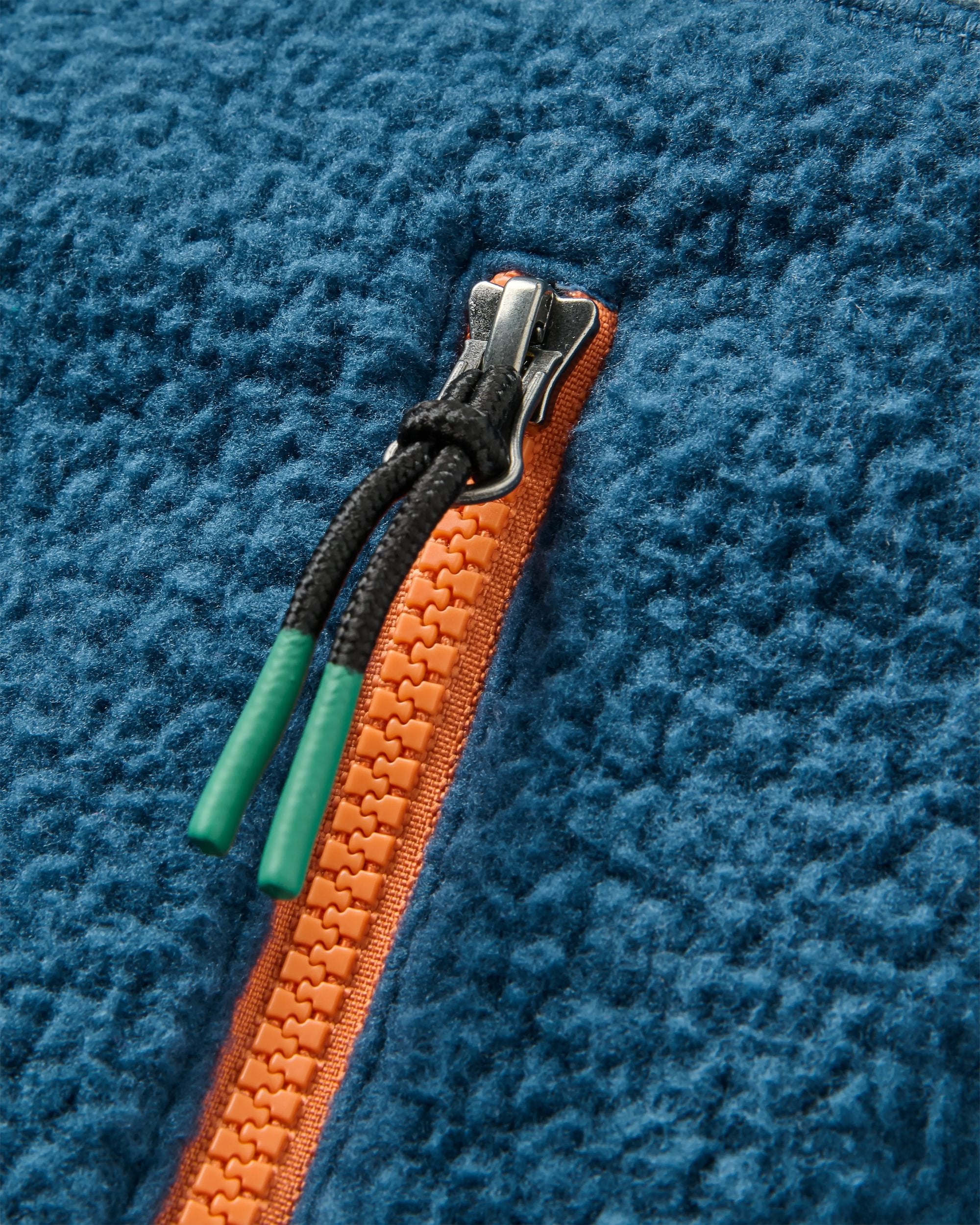 Maine 1/2 Zip Recycled Sherpa Fleece - Stormy Blue/Dark Denim - Flatlay