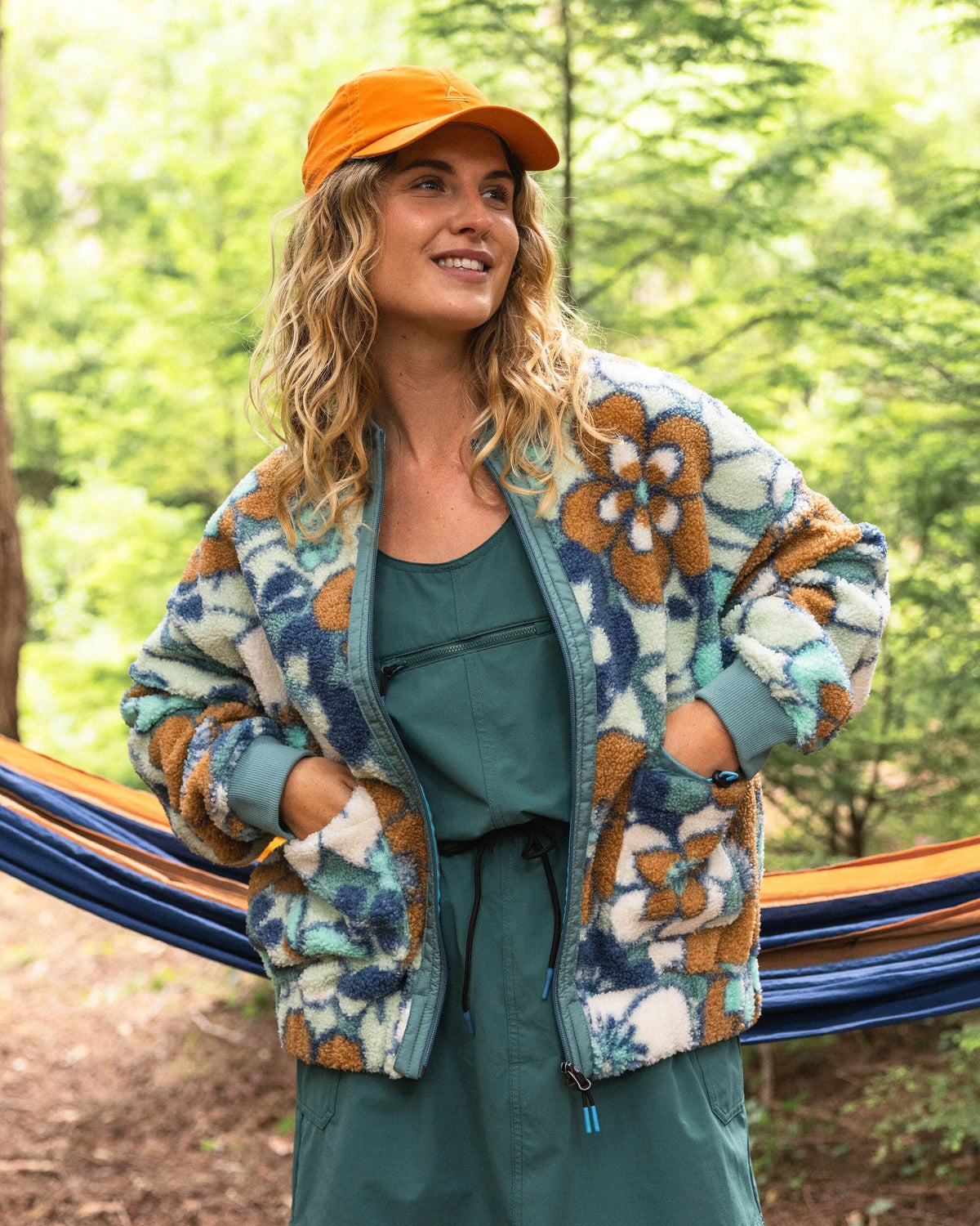 Lucia Sherpa Fleece - Vintage Floral Aqua - Lifestyle