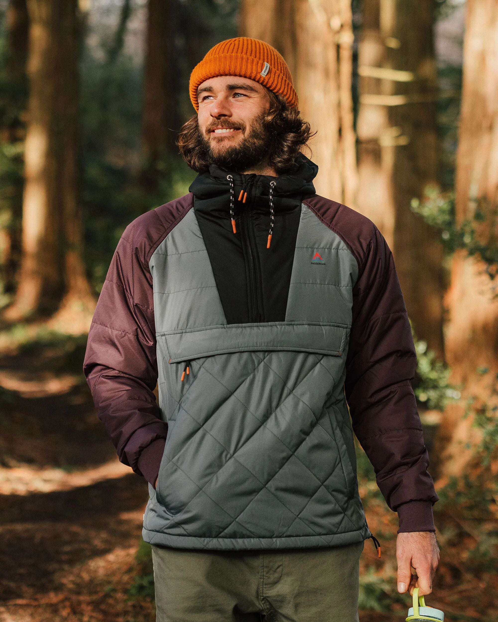 Oceanic Recycled Insulated 1/2 Zip Jacket - Storm Grey/Deep Plum - Lifestyle