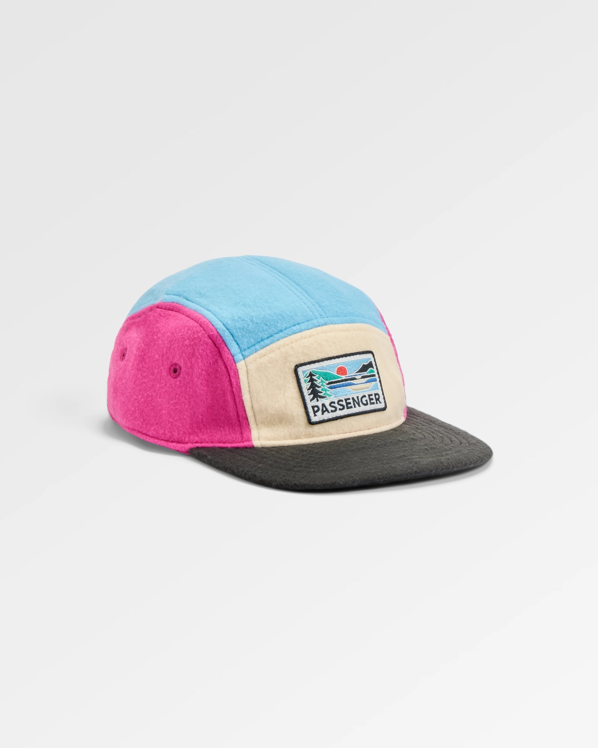 Pine Recycled Polar Fleece 5 Panel Cap - Maroon - Flatlay