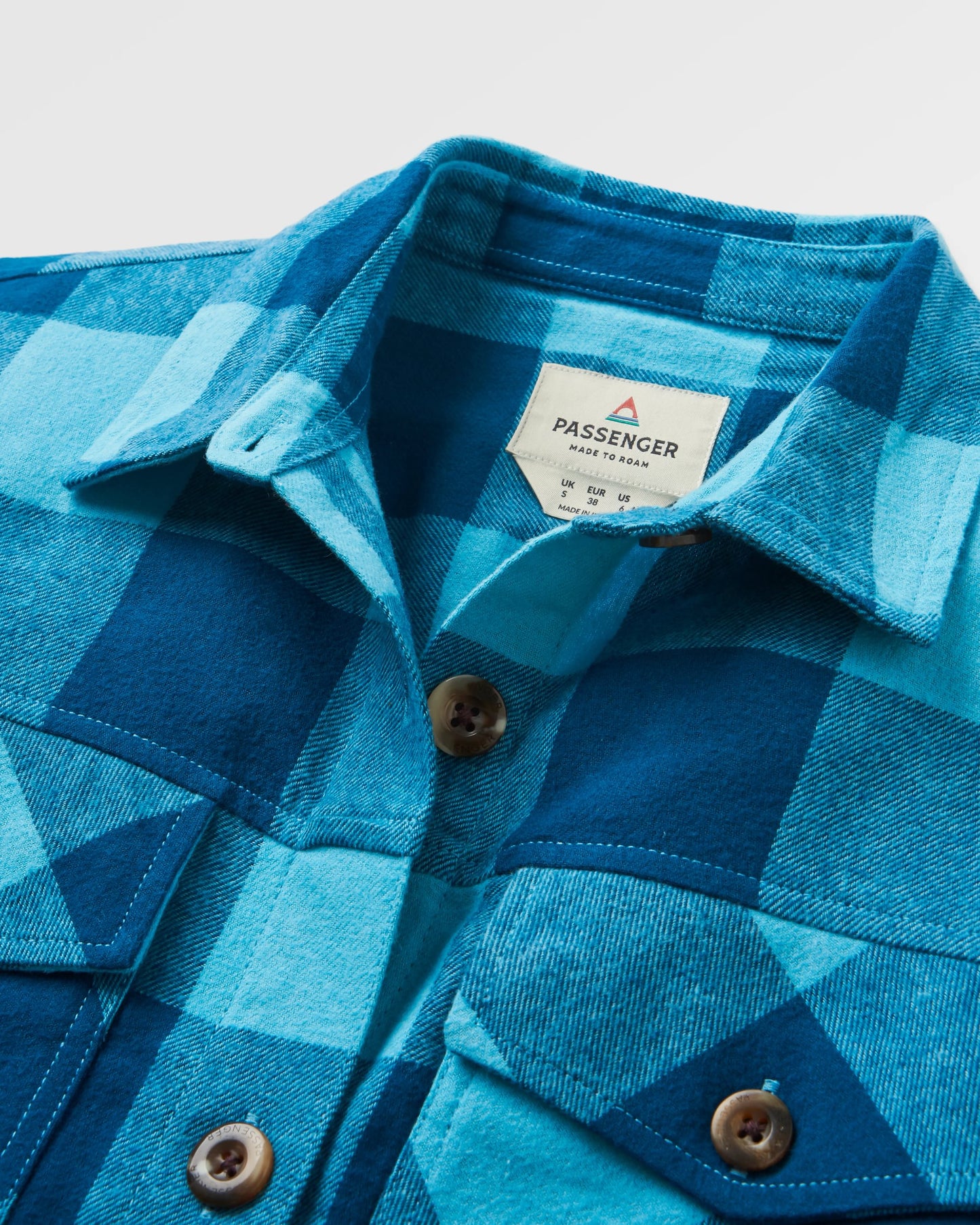 Stella Organic Cotton LS Shirt - Retro Blue Check - Flatlay