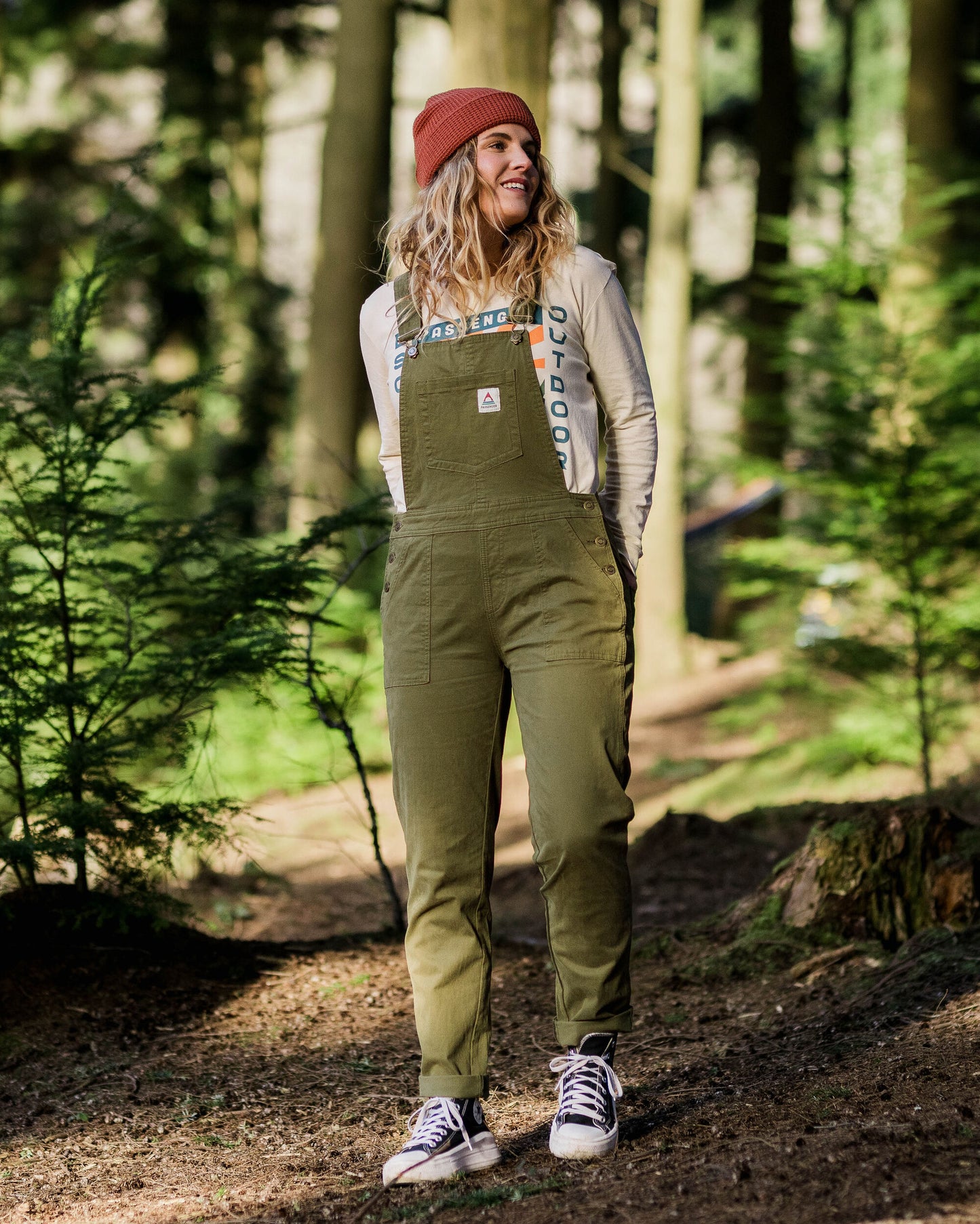 Roamist Organic Cotton Dungarees - Khaki - Lifestyle