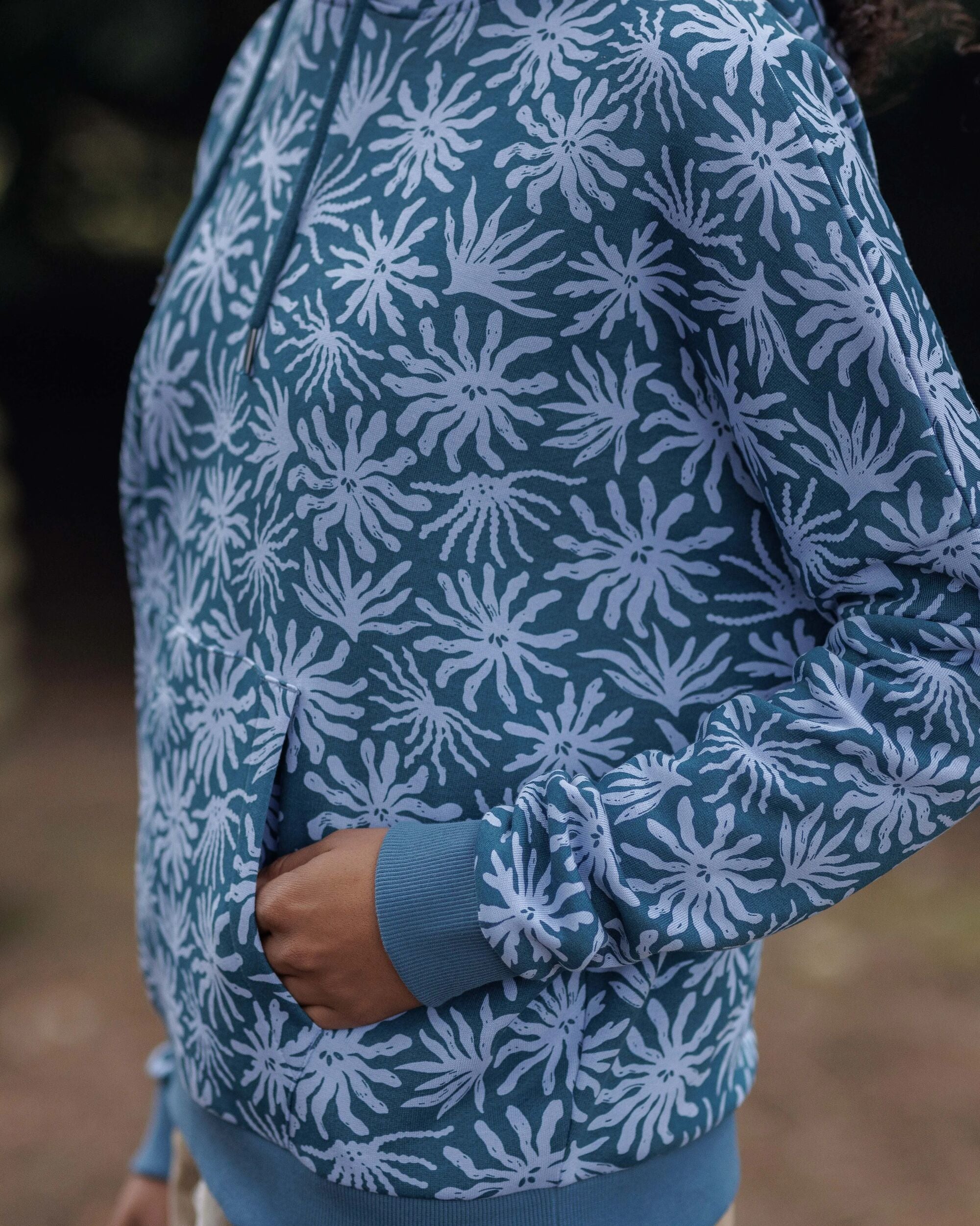 Arame Organic Cotton Hoodie - Seaweed Blue Steel - Lifestyle