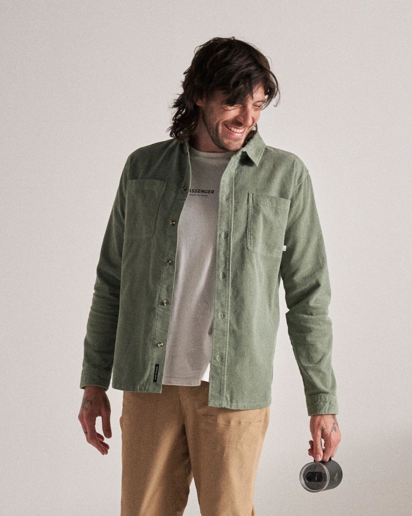 Backcountry Cord Shirt - Pistachio - Studio Model
