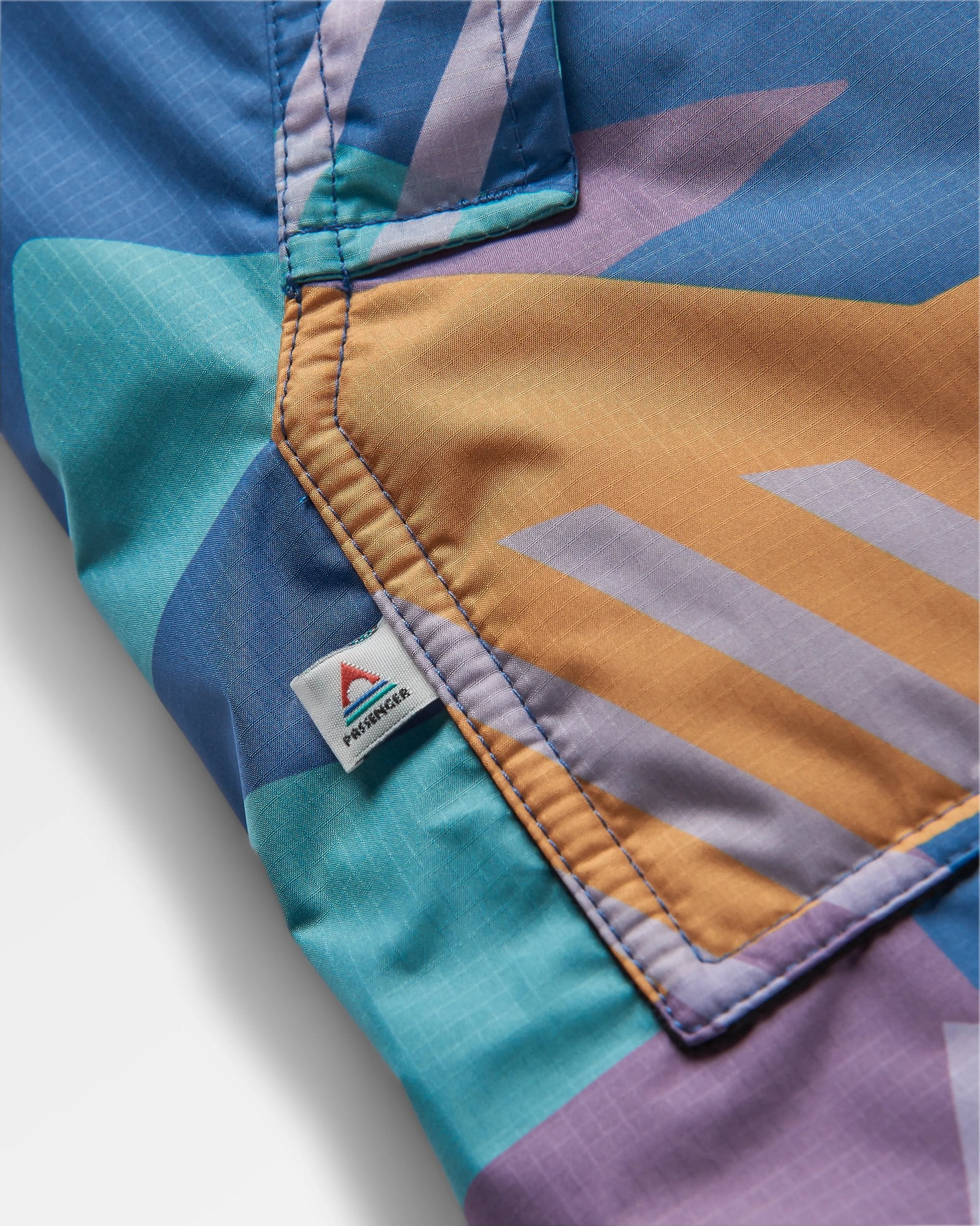 Waves Recycled Sherpa Lined Changing Robe - Deep Blue Camo Pattern - Flatlay