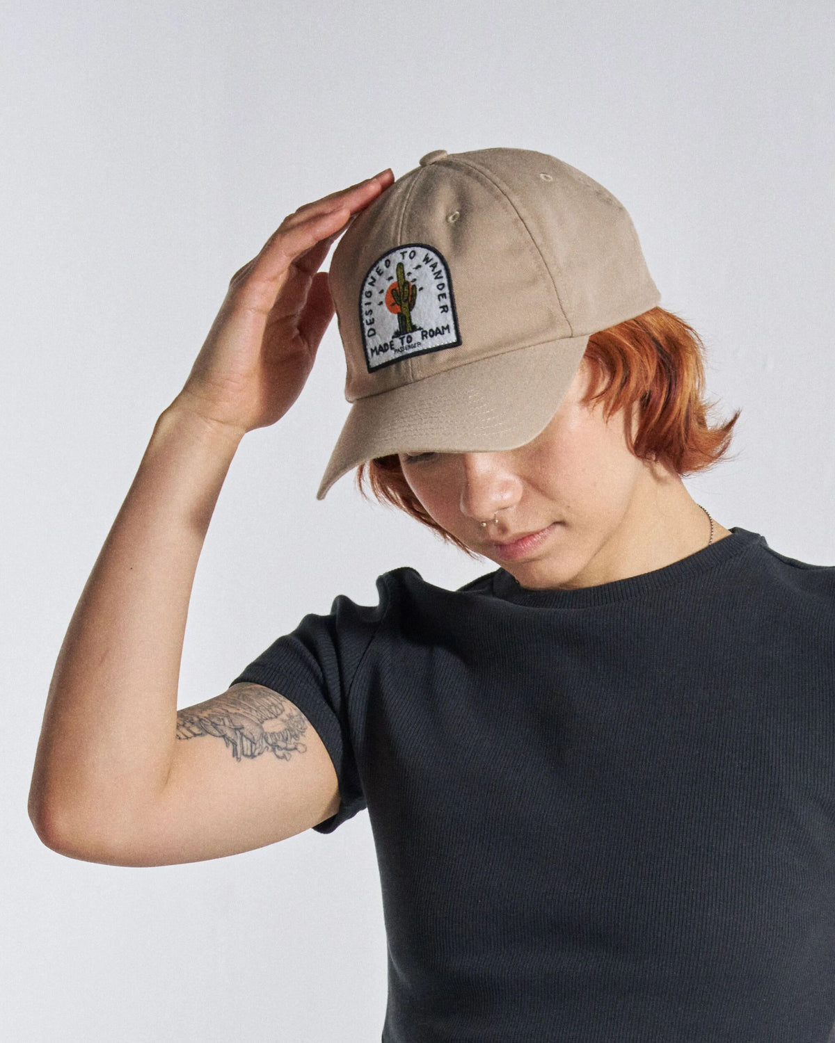 Oakash 6 Panel Cap - Simply Taupe - Studio Model - Female