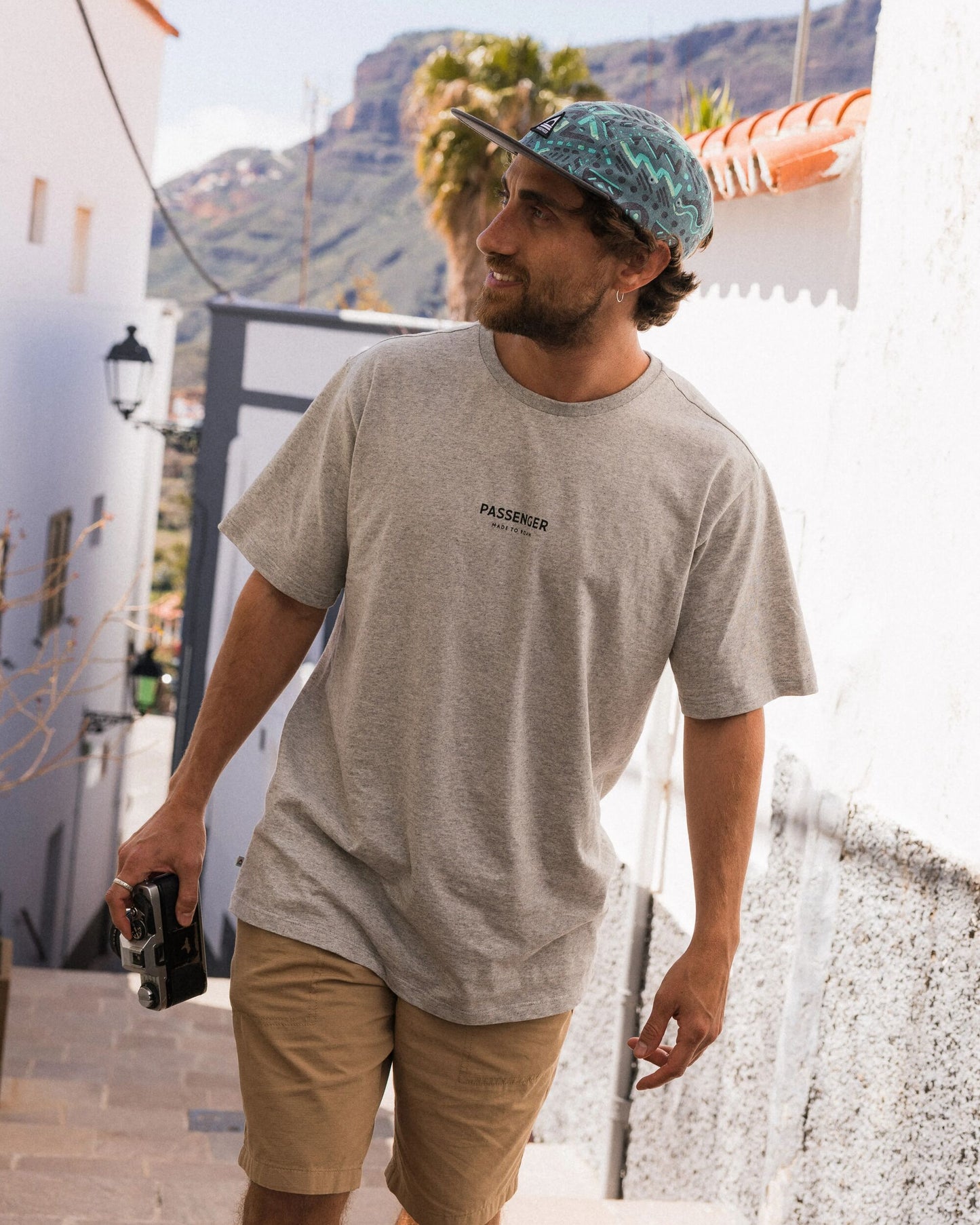 Passenger Recycled Cotton T-Shirt - Grey Marl - Lifestyle