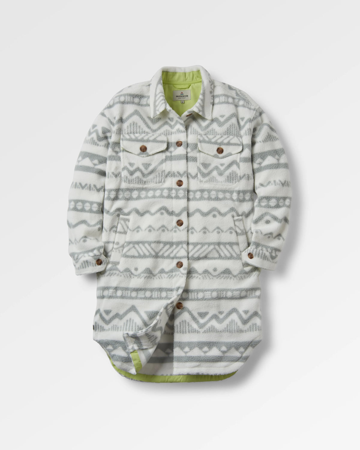 Cloudy Sherpa Fleece Shirt - Mountain Geo Vintage White - Flatlay