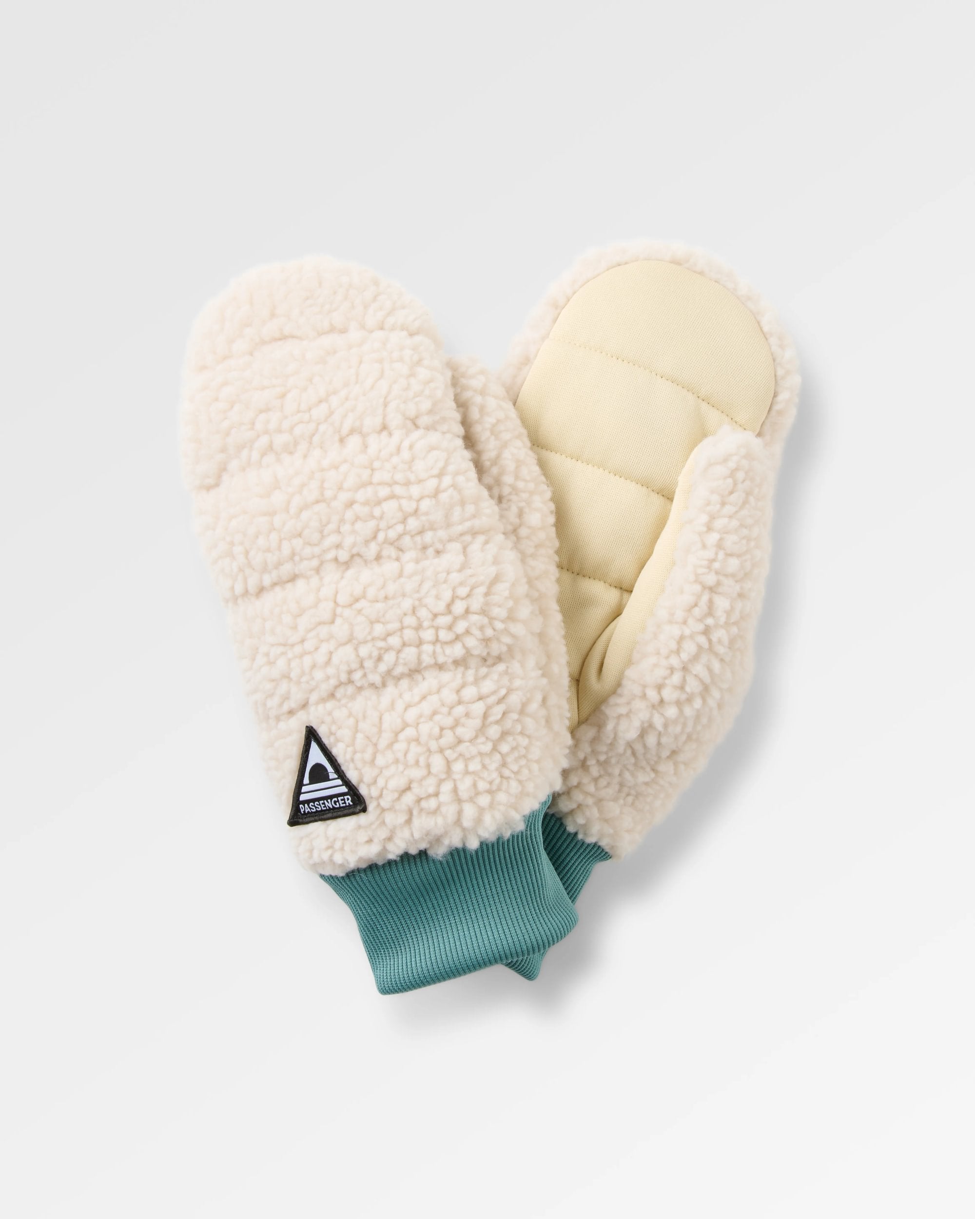 Avalanche Recycled Sherpa Mittens - Oatmeal - Flatlay
