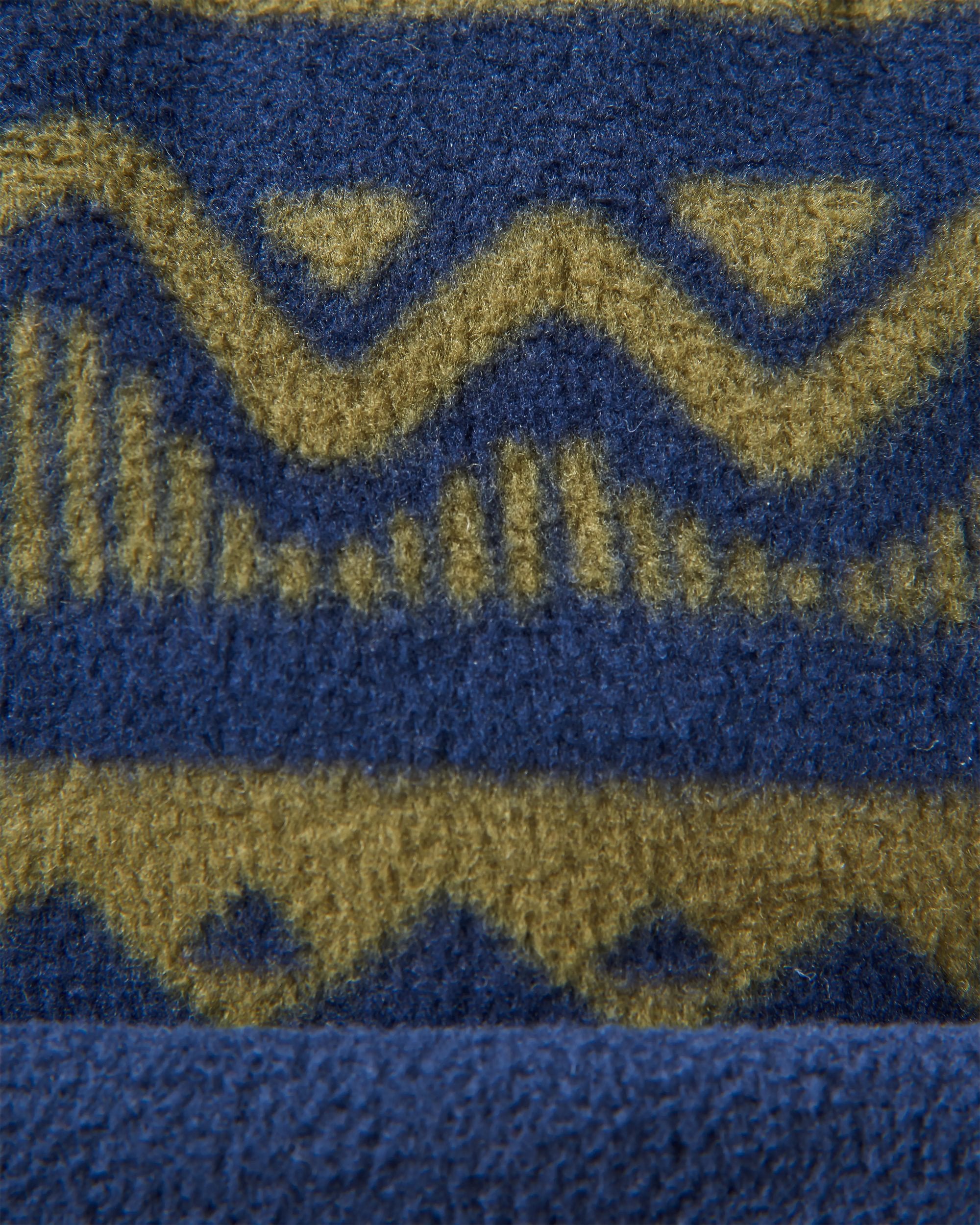 Set Off Recycled Polar Fleece Beanie - Mountain Geo Khaki/Rich Navy - Flatlay