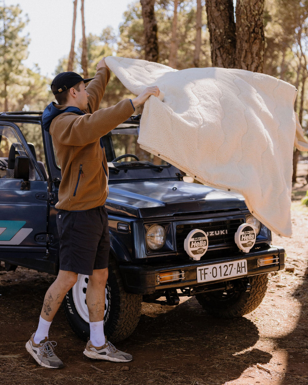 Cabin Sherpa Blanket - Sun Patch Desert - Lifestyle