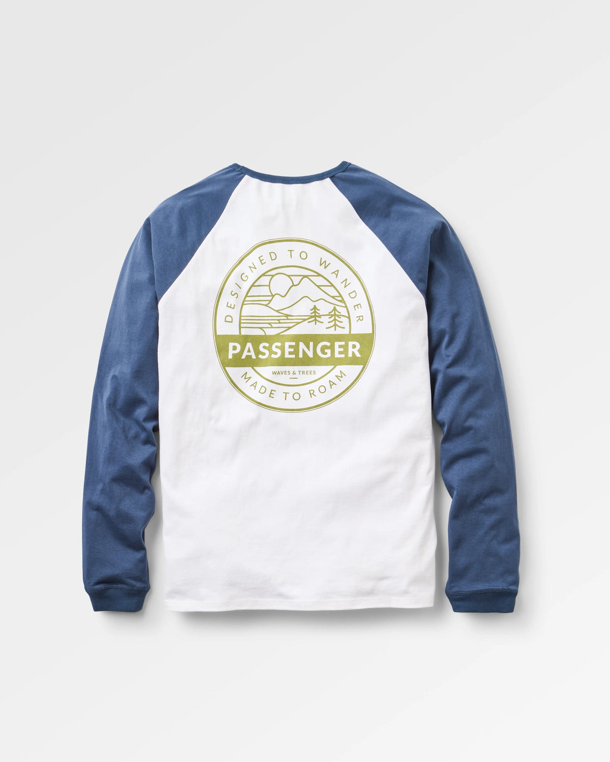 Odyssey Recycled Cotton Raglan T-Shirt - Rich Navy/White - Flatlay