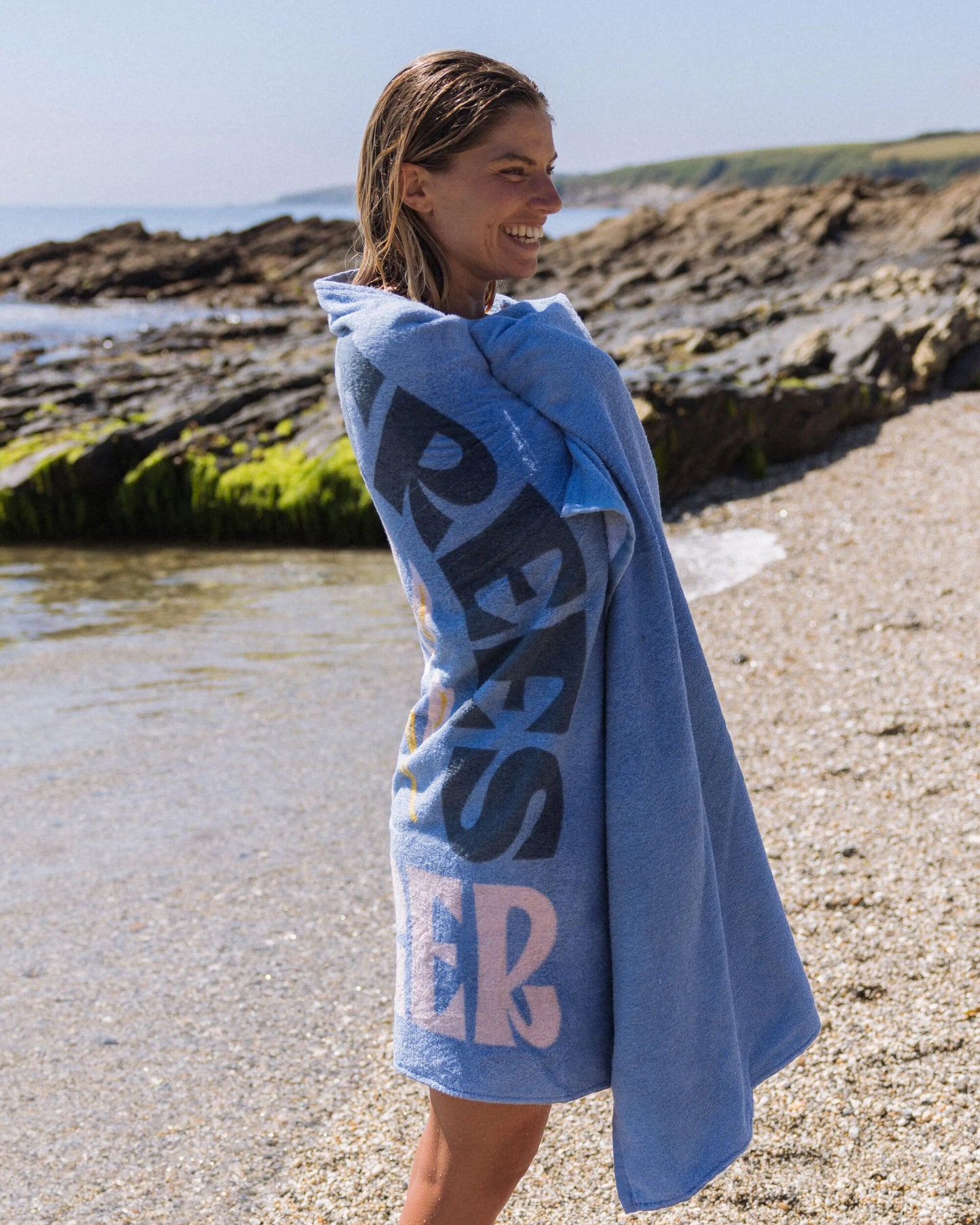 Tideline Organic Cotton Beach Towel - Faded Denim - Lifestyle