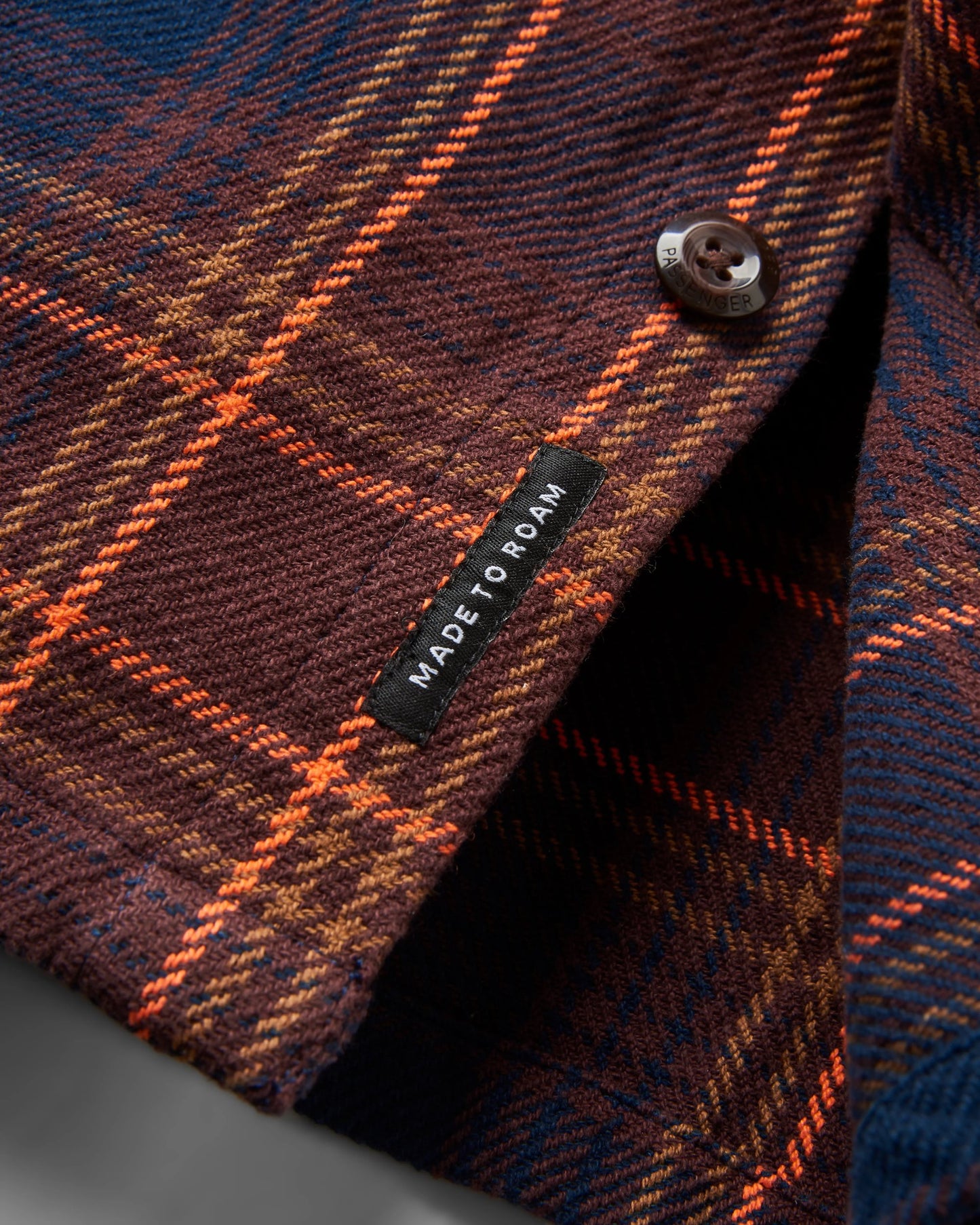 Island Heavy Twill Shirt - Rich Navy/Espresso Check - Flatlay