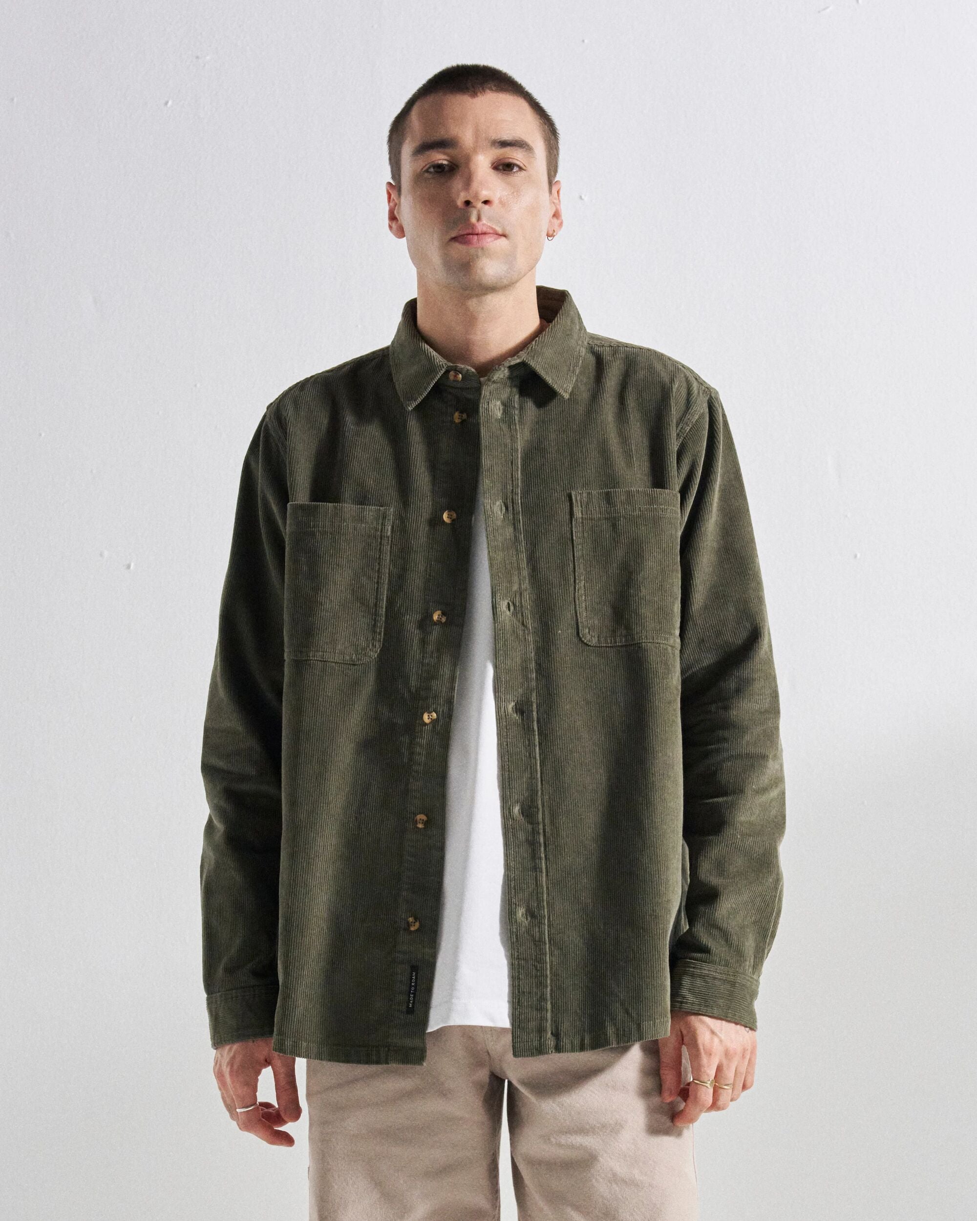 Backcountry Cord Shirt - Dusty Olive - Studio Model