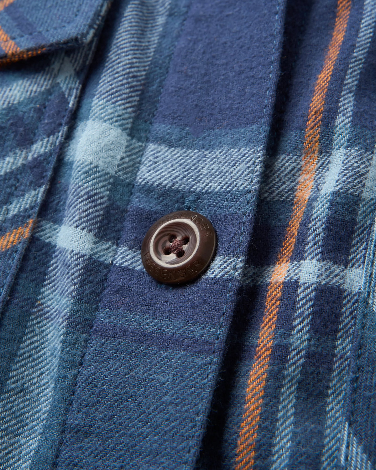 Stella Organic Cotton LS Shirt - Rich Navy/Faded Denim Check - Flatlay