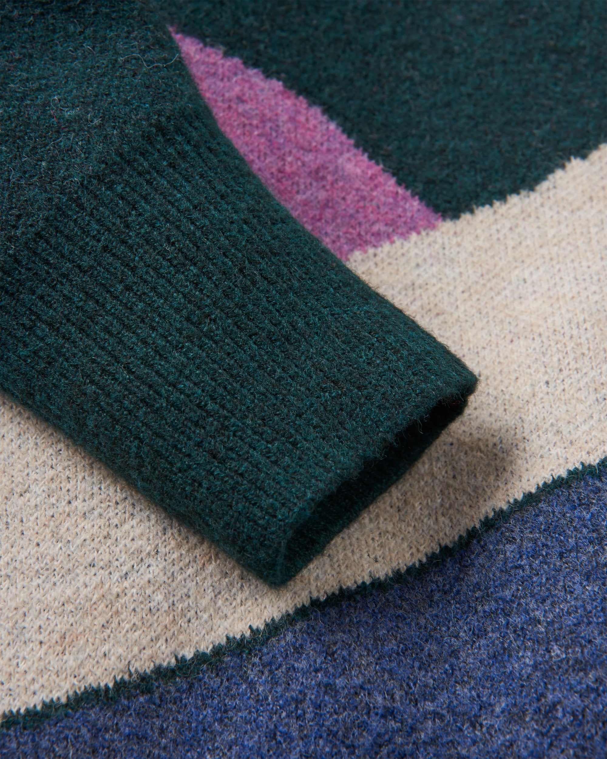 Vista Recycled Knitted Jumper - Rain Forest - Flatlay