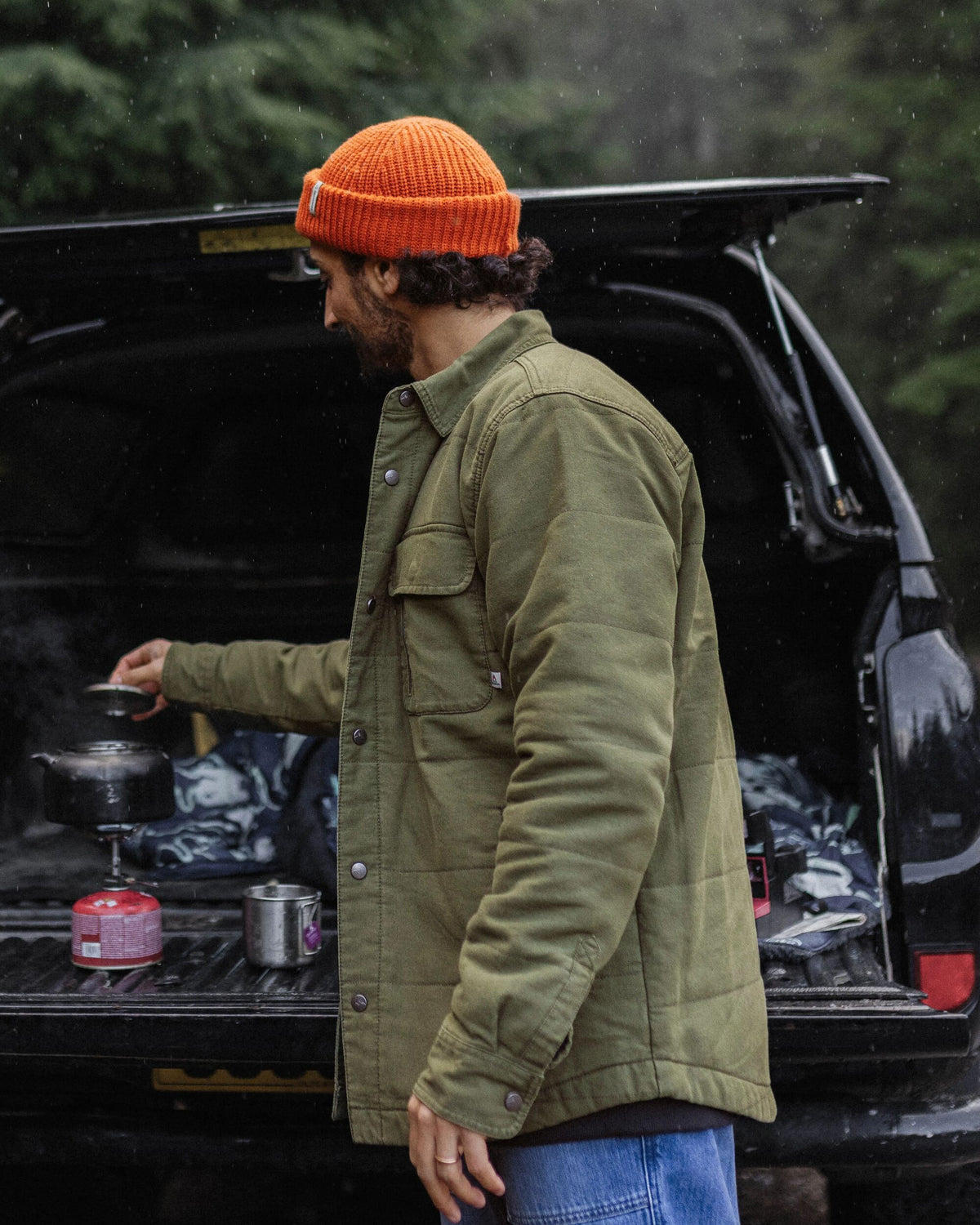 Taranaki Canvas Quilted Overshirt - Khaki - Lifestyle