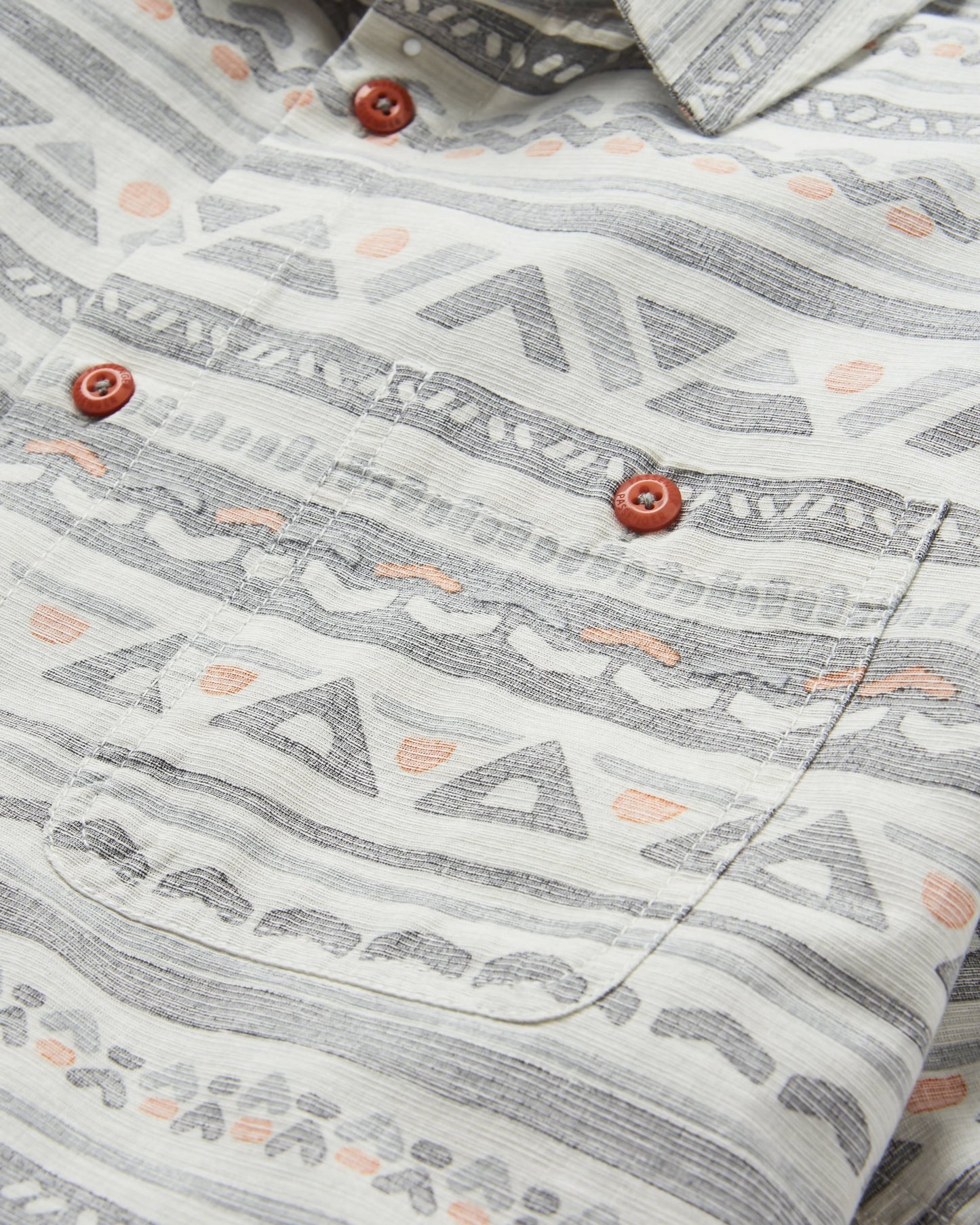 Chill Textured Organic Cotton Short Sleeve Shirt - Geo Track Storm Grey - Flatlay