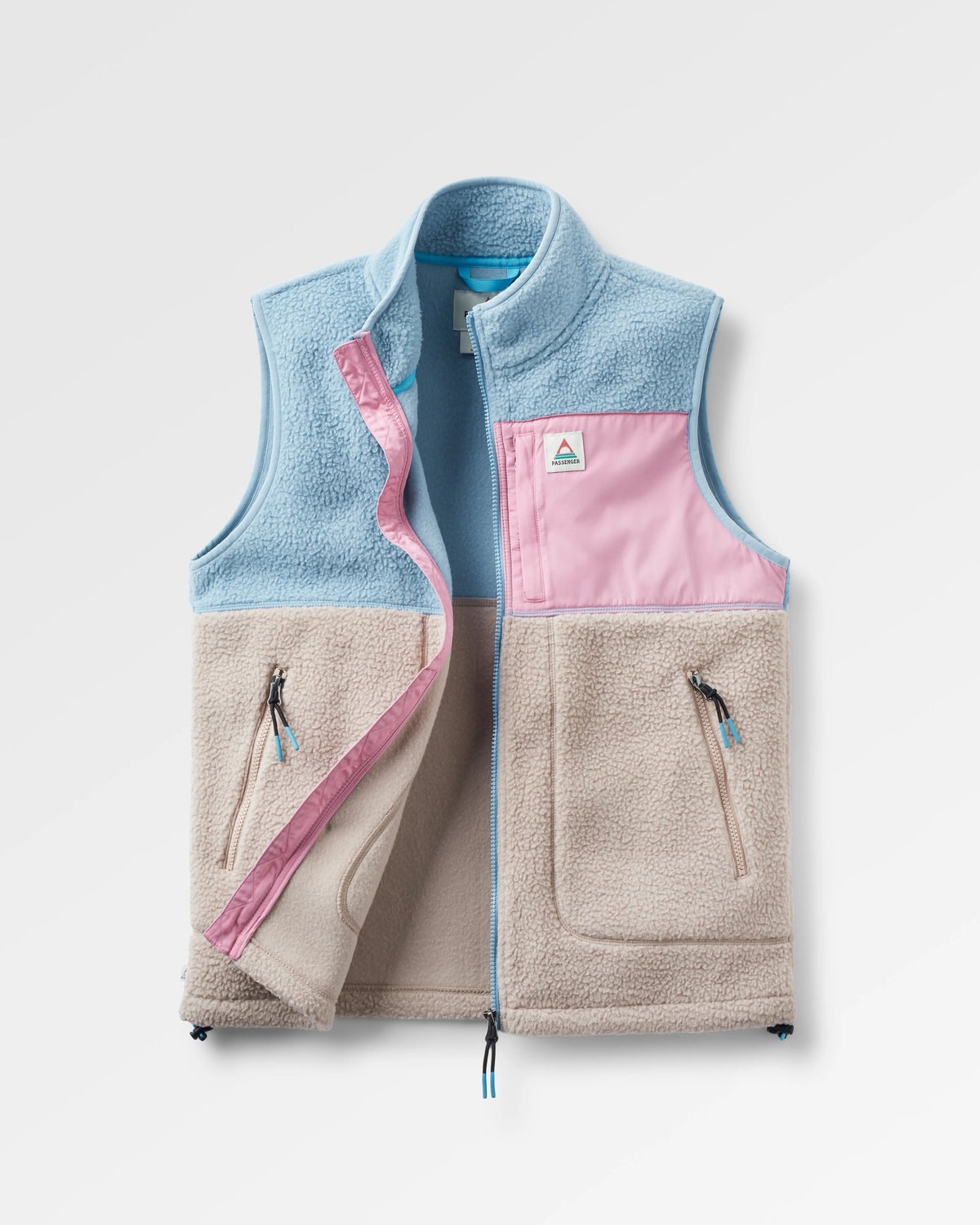 Fairbanks Sherpa Gilet - Faded Denim/Simply Taupe - Flatlay