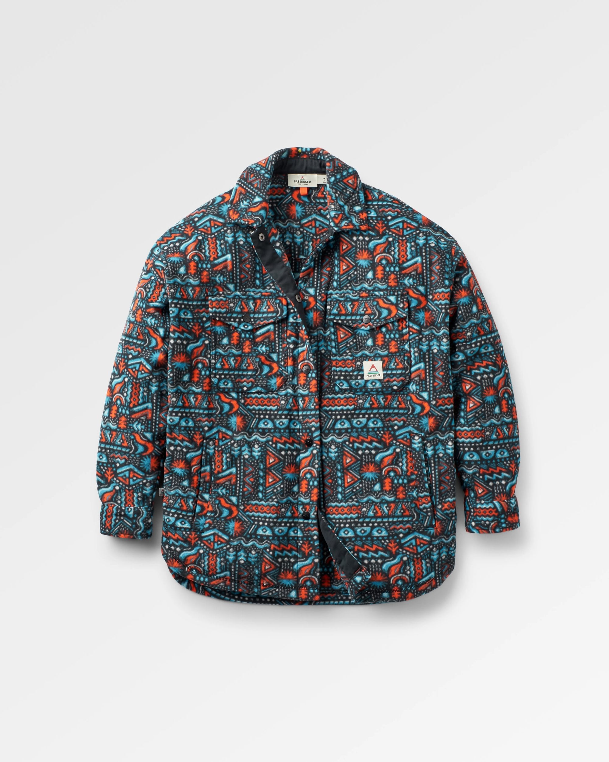 East Recycled Polar Fleece Shirt - Elemental Geo Black - Flatlay