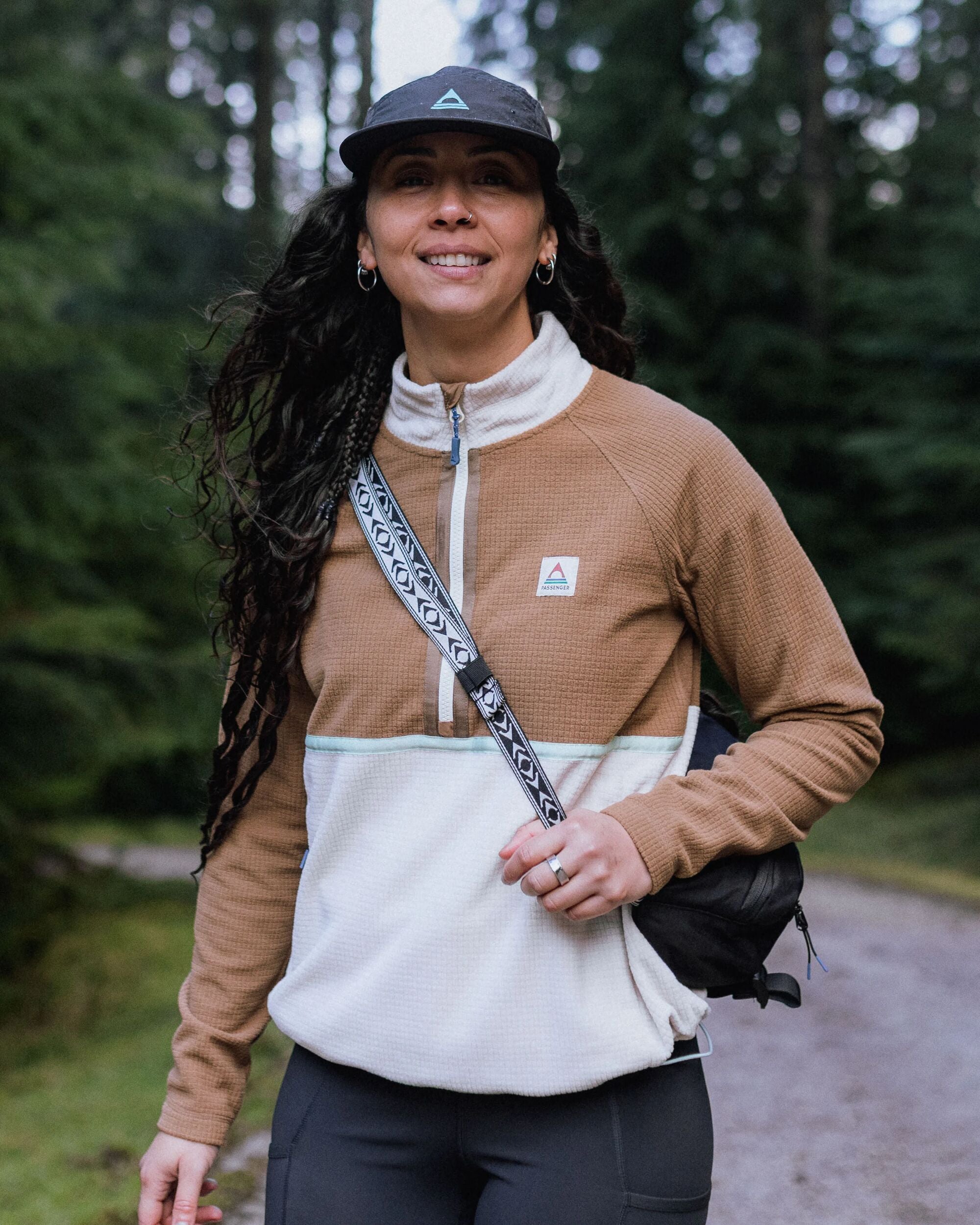 Off Trail Recycled Grid Polar Fleece - Caramel/Birch - Lifestyle